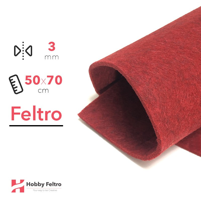 Feltro 50x70cm 3mm Rosso Carminio COD.76