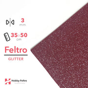 Feltro Glitter 35x50cm 3mm Rosso Bordeaux COD.01