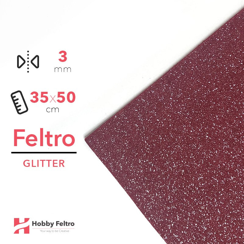 Feltro Glitter 35x50cm 3mm Rosso Bordeaux COD.01