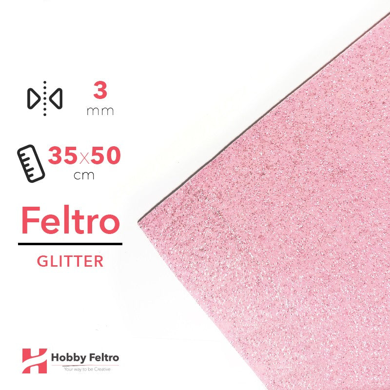 Feltro Glitter 35x50cm 3mm Rosa Chiaro COD.08