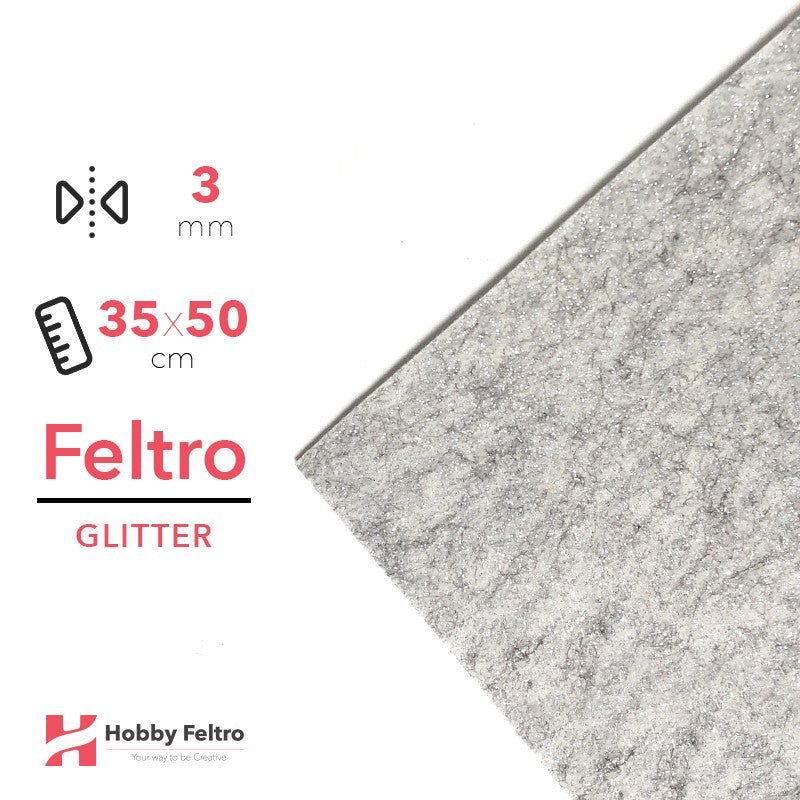 Feltro Glitter 35x50cm 3mm Bianco Lana COD.66