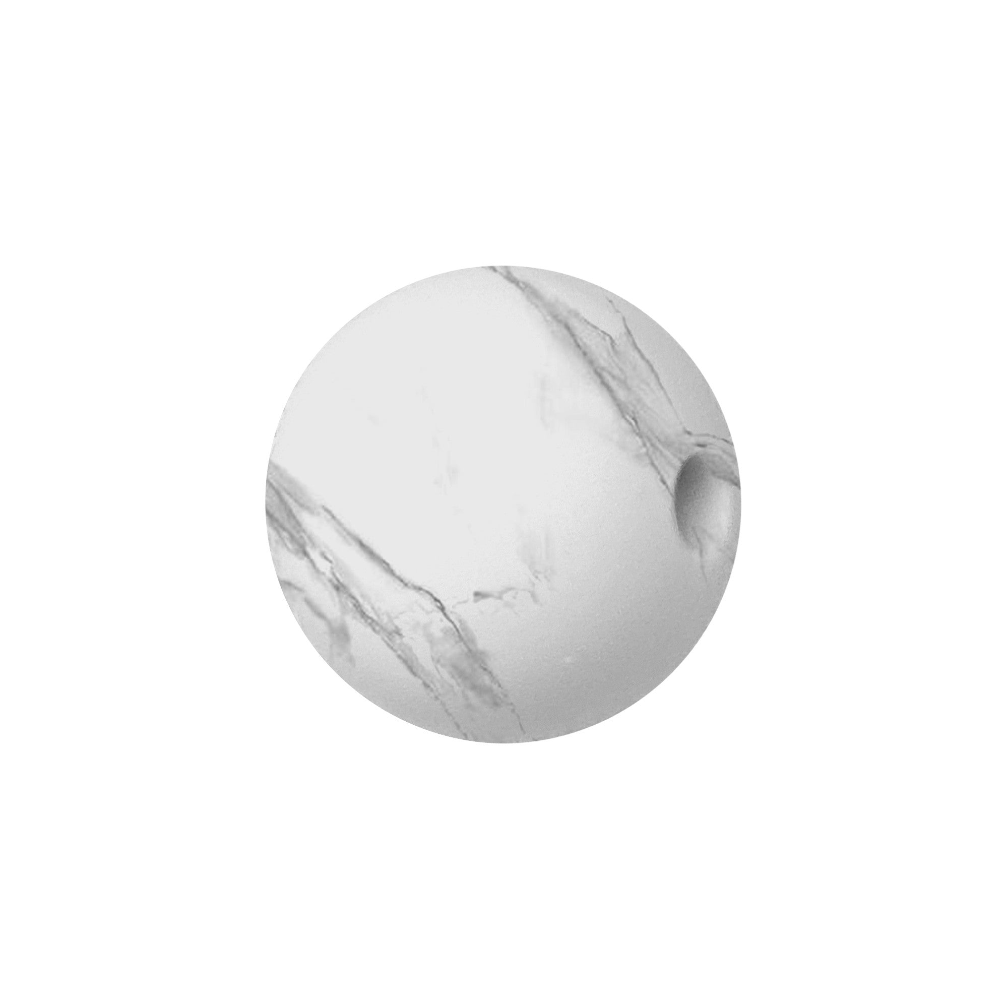 perlina sfera 15mm in silicone alimentare bianco marmo