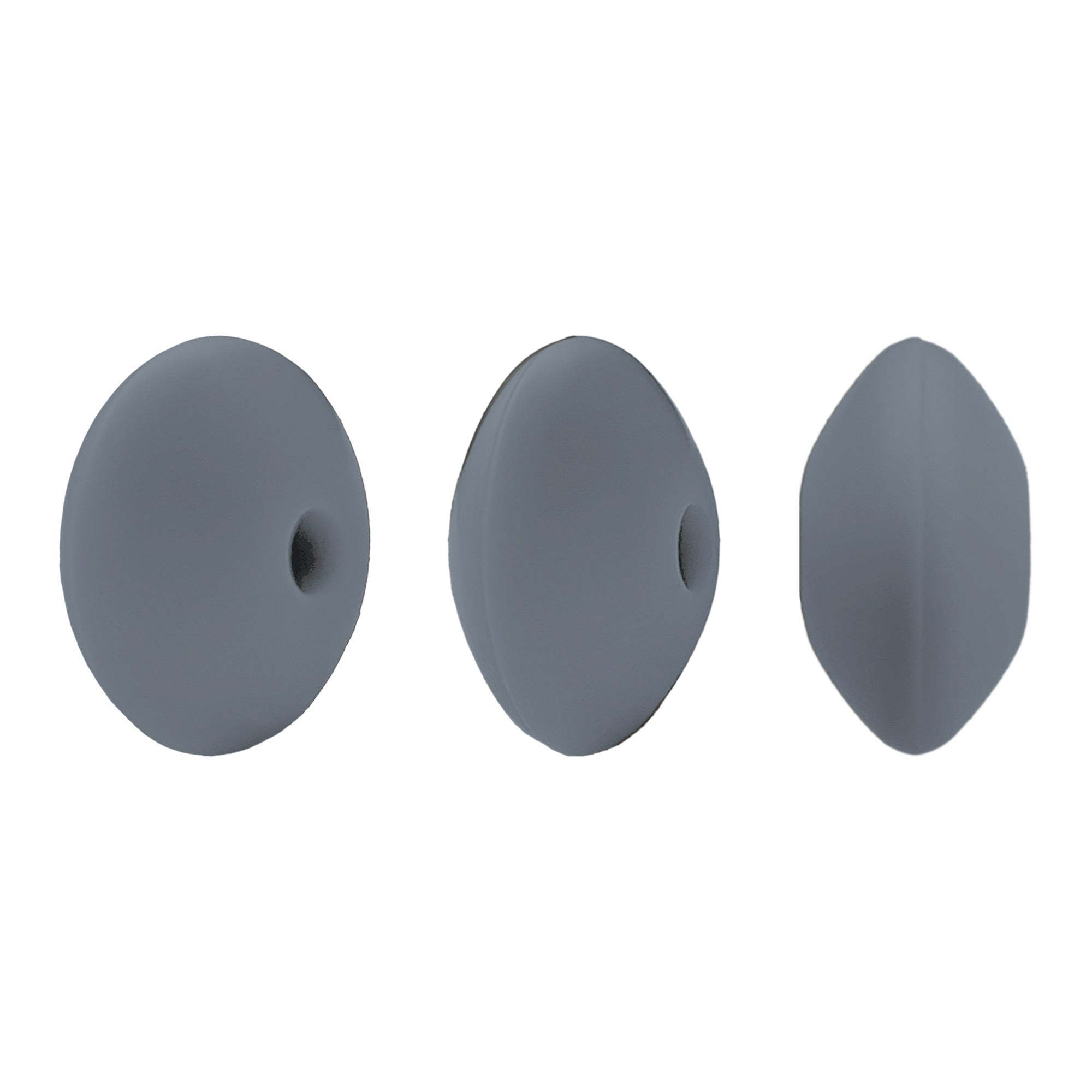 perlina schiacciata separatore 12x7mm in silicone alimentare dentizione grigio antracite