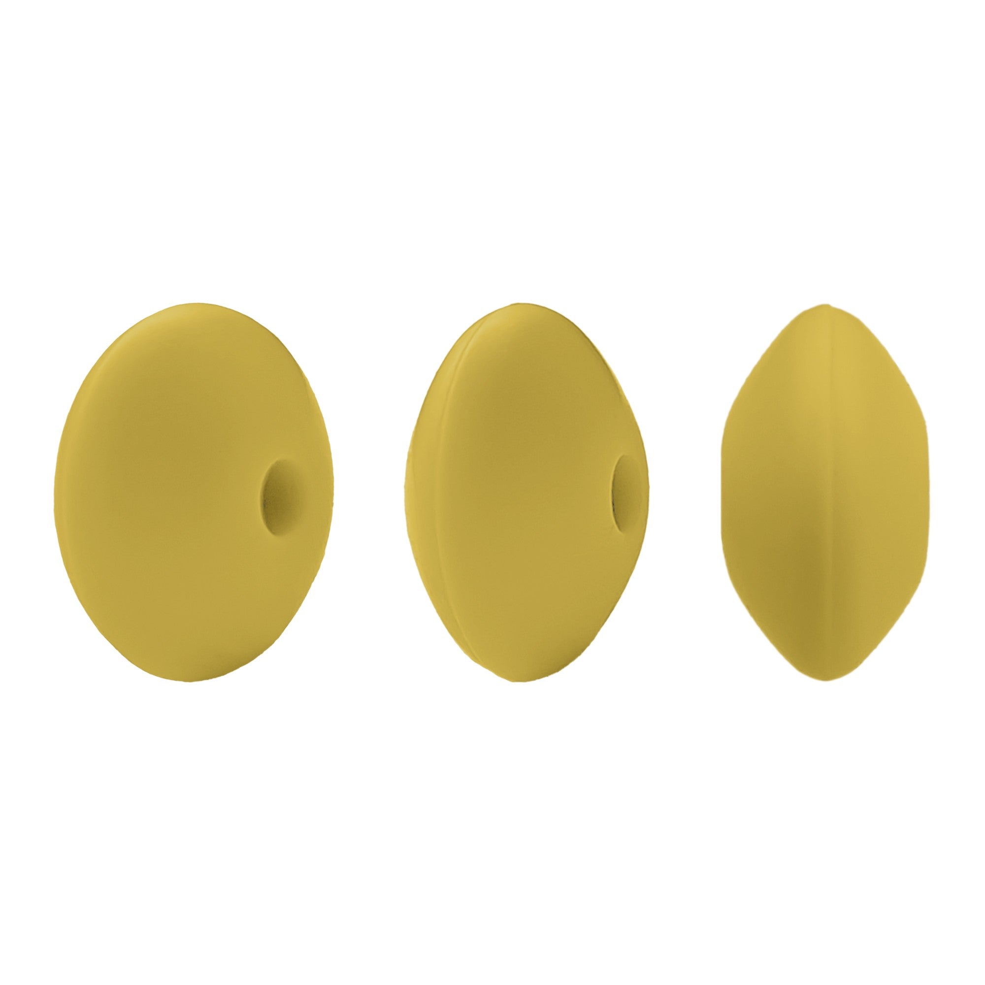perlina schiacciata separatore 12x7mm in silicone alimentare dentizione giallo senape