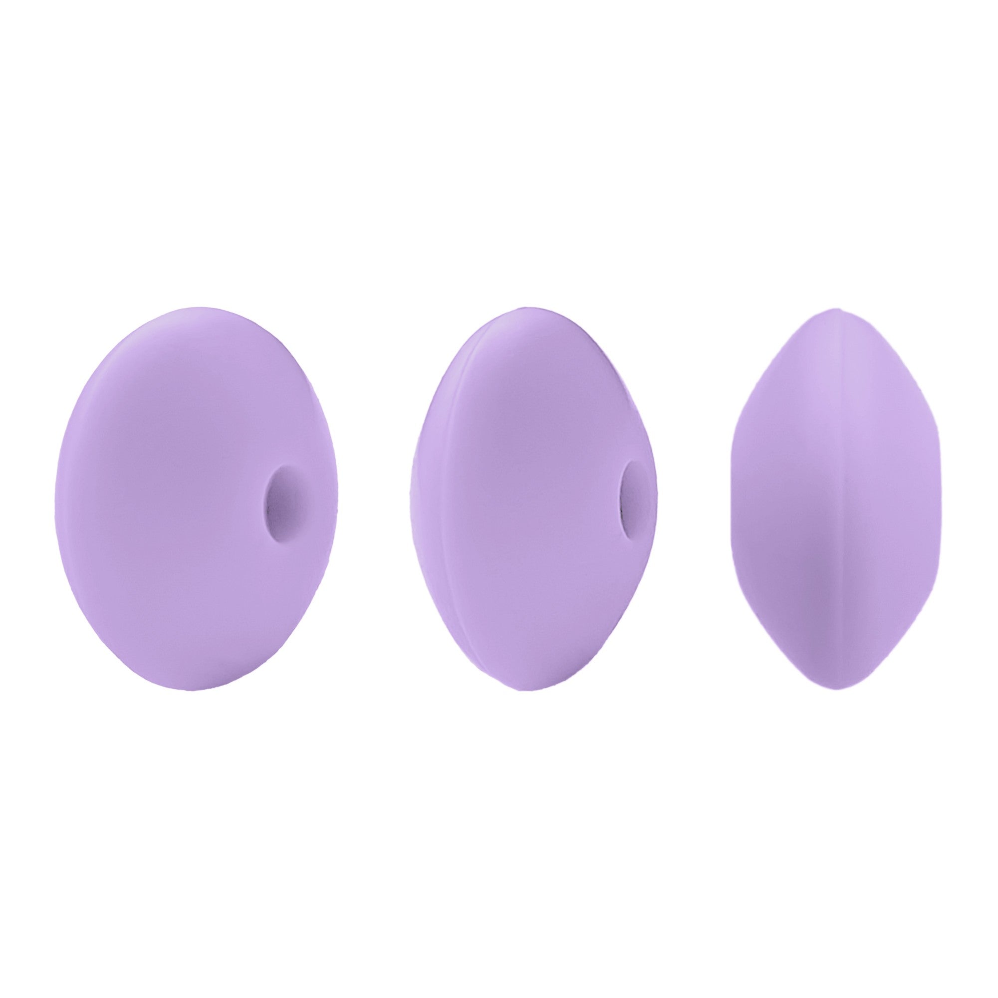 perlina schiacciata separatore 12x7mm in silicone alimentare dentizione lilla