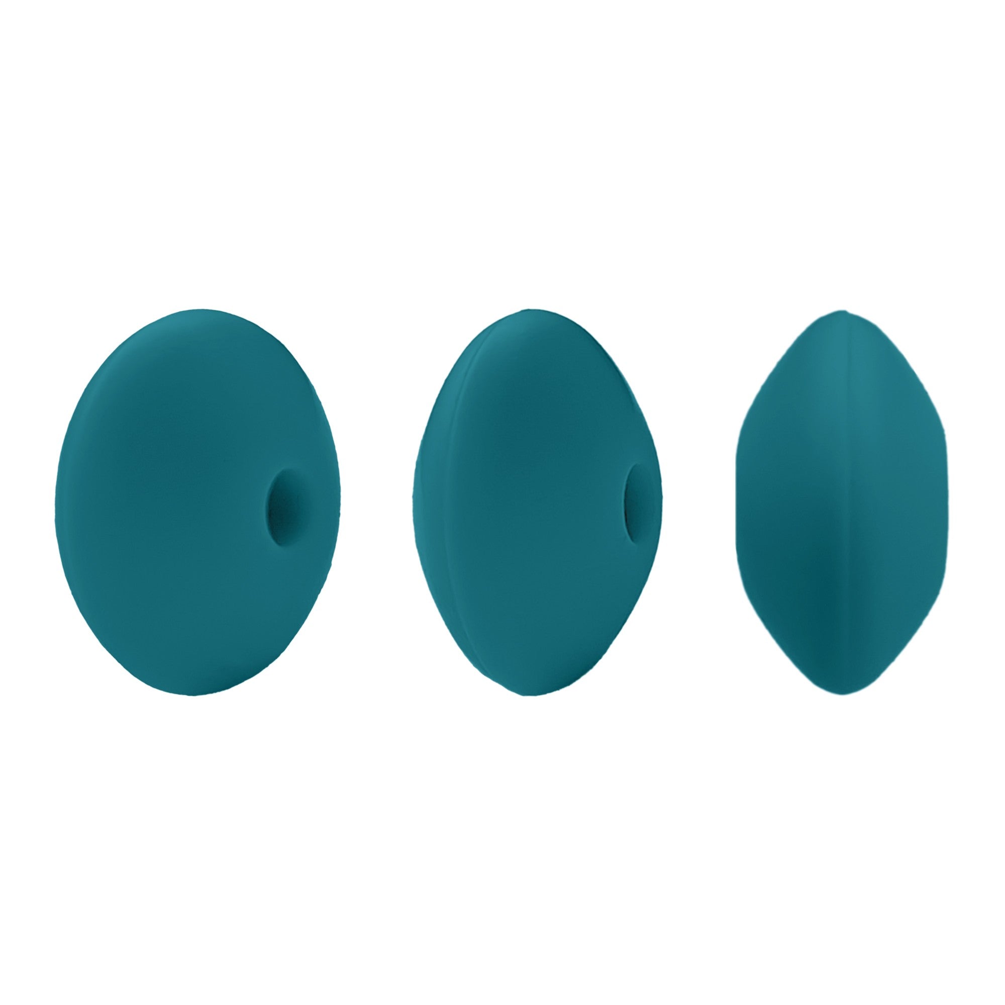 perlina schiacciata separatore 12x7mm in silicone alimentare dentizione ottanio verde blu