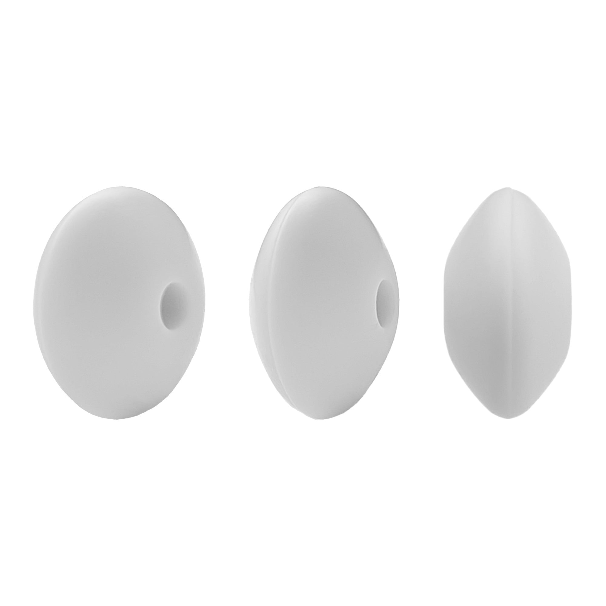 perlina schiacciata separatore 12x7mm in silicone alimentare dentizione grigio perla