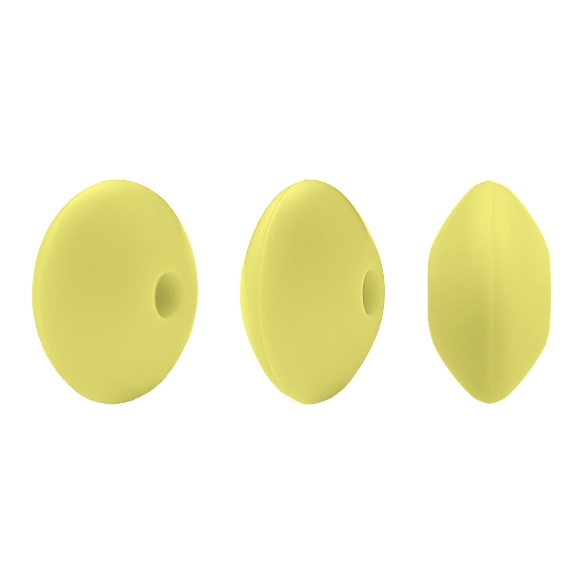 perlina schiacciata separatore 12x7mm in silicone alimentare giallo pulcino