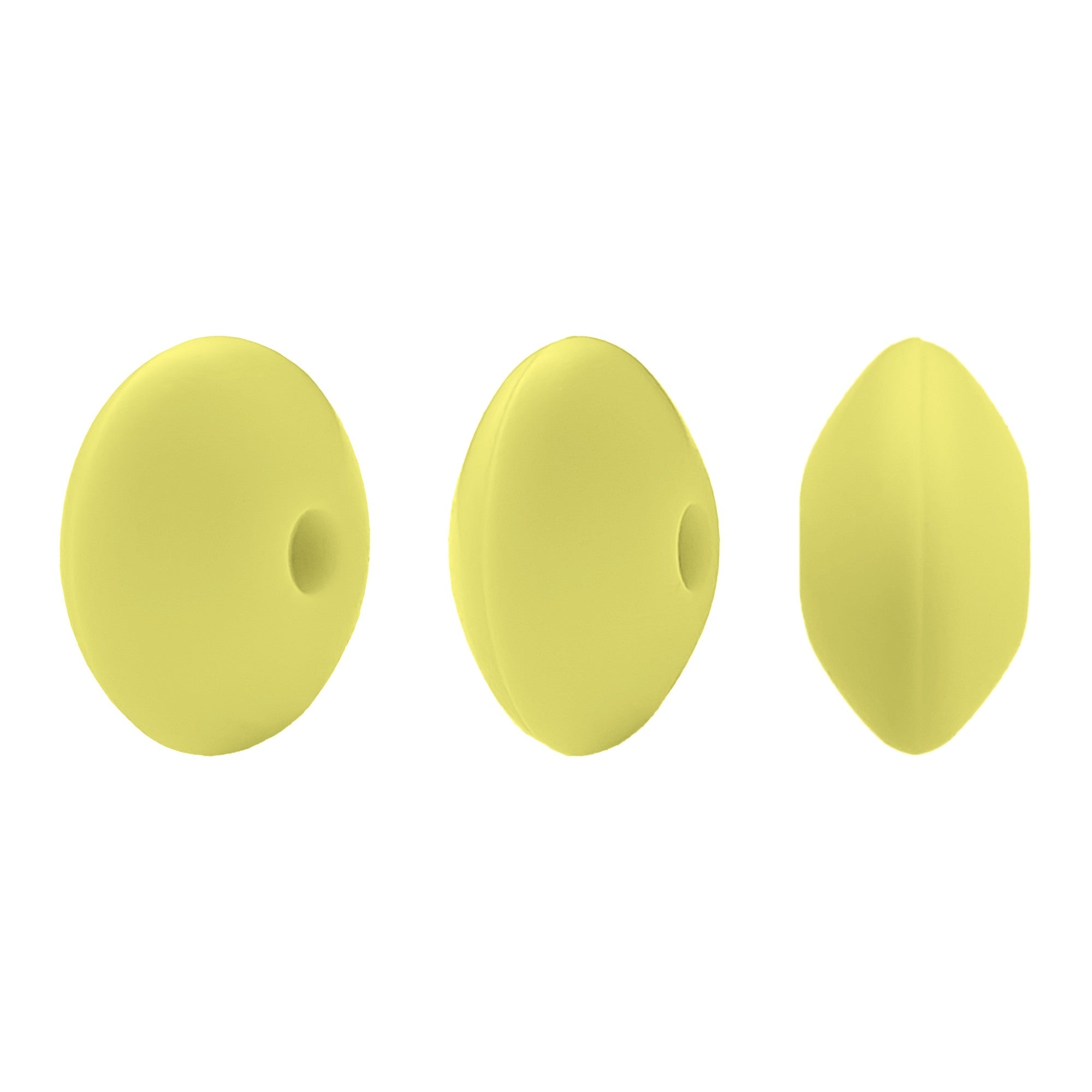 perlina schiacciata separatore 12x7mm in silicone alimentare giallo pulcino