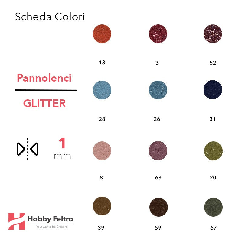 Kit Risparmio Pannolenci Glitter 30x45cm 1mm 30 pezzi