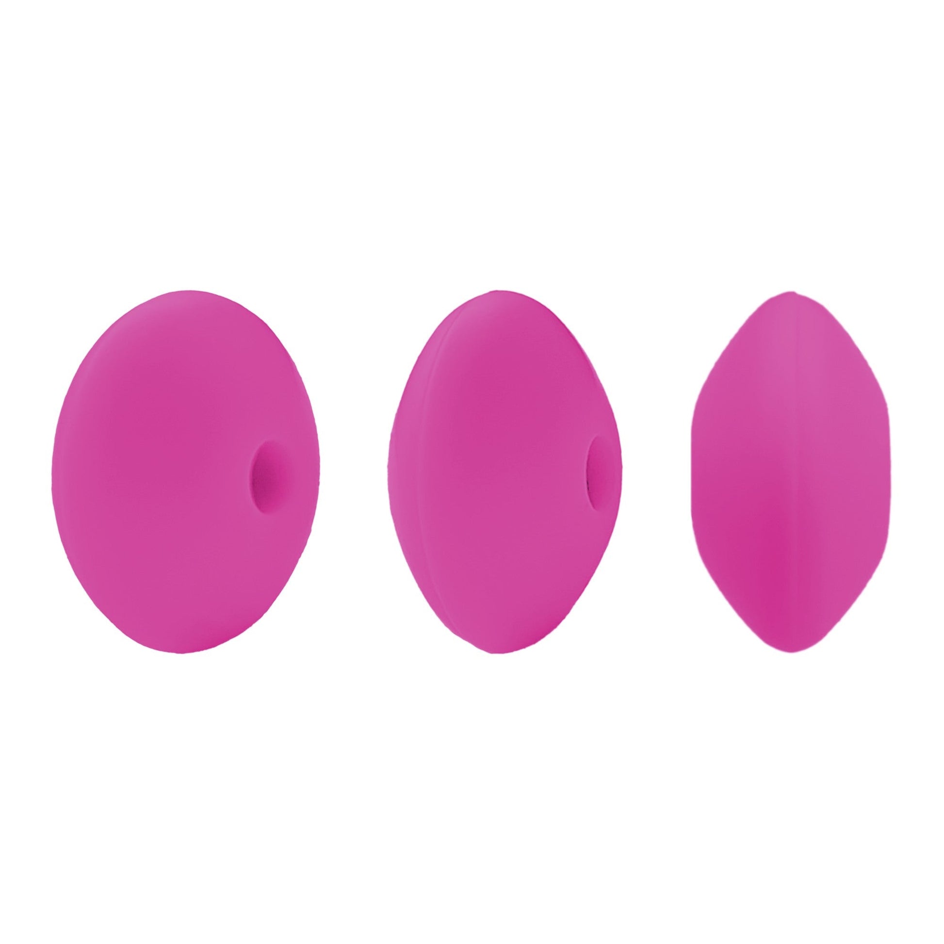perlina schiacciata separatore 12x7mm in silicone alimentare fucsia
