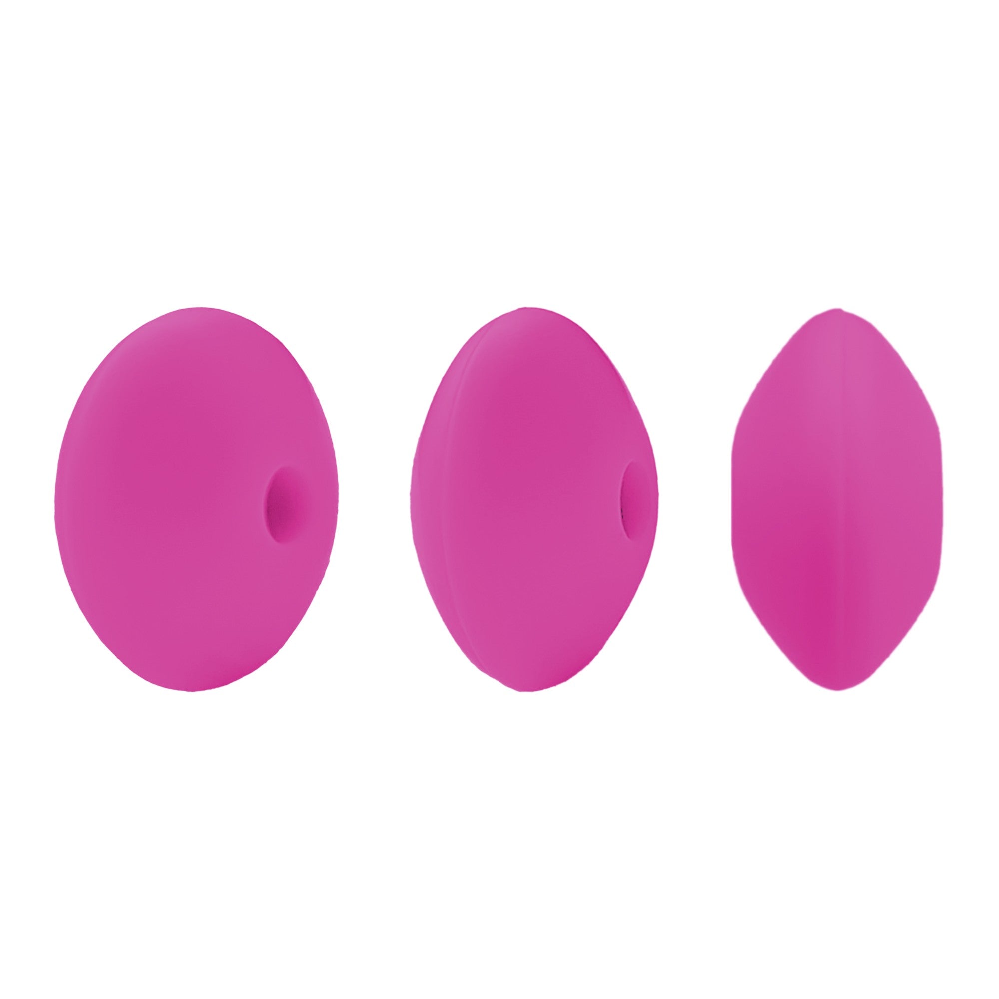perlina schiacciata separatore 12x7mm in silicone alimentare fucsia