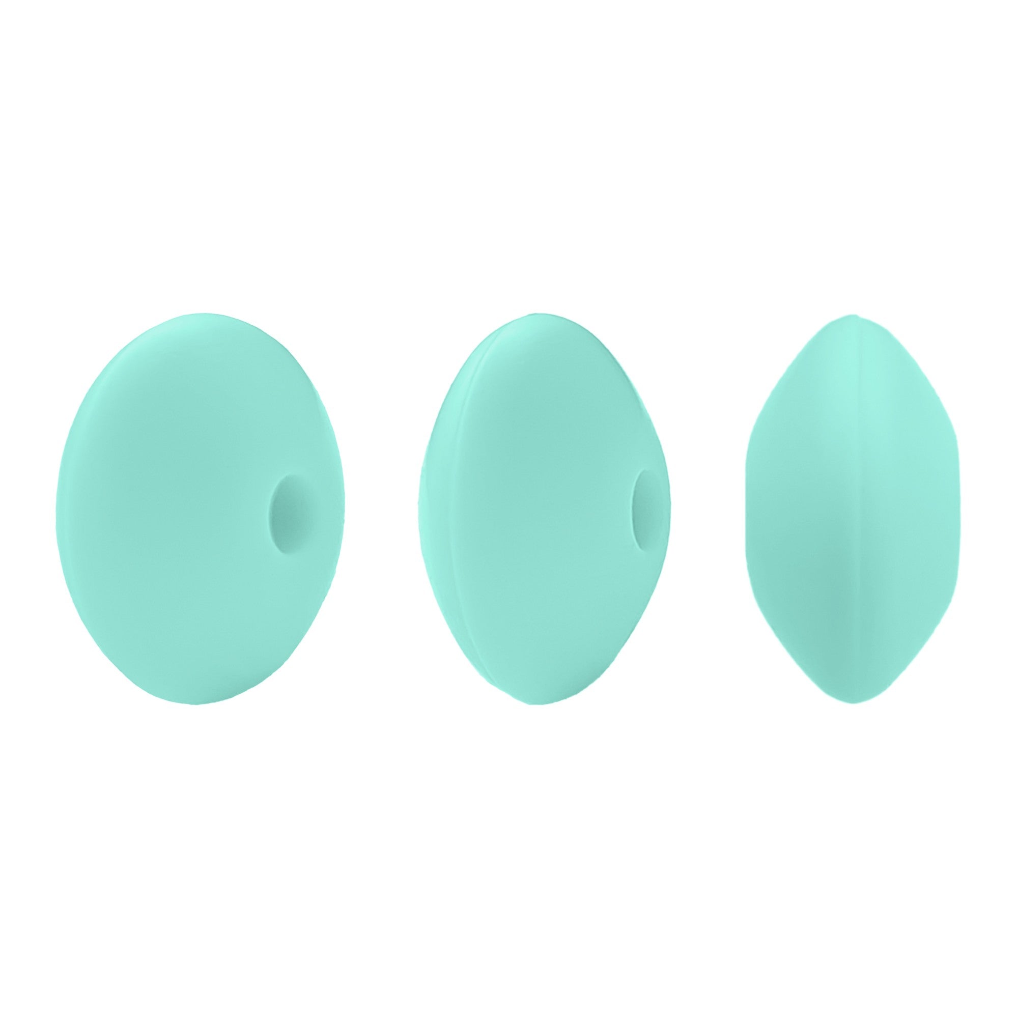 perlina schiacciata separatore 12x7mm in silicone alimentare verdino