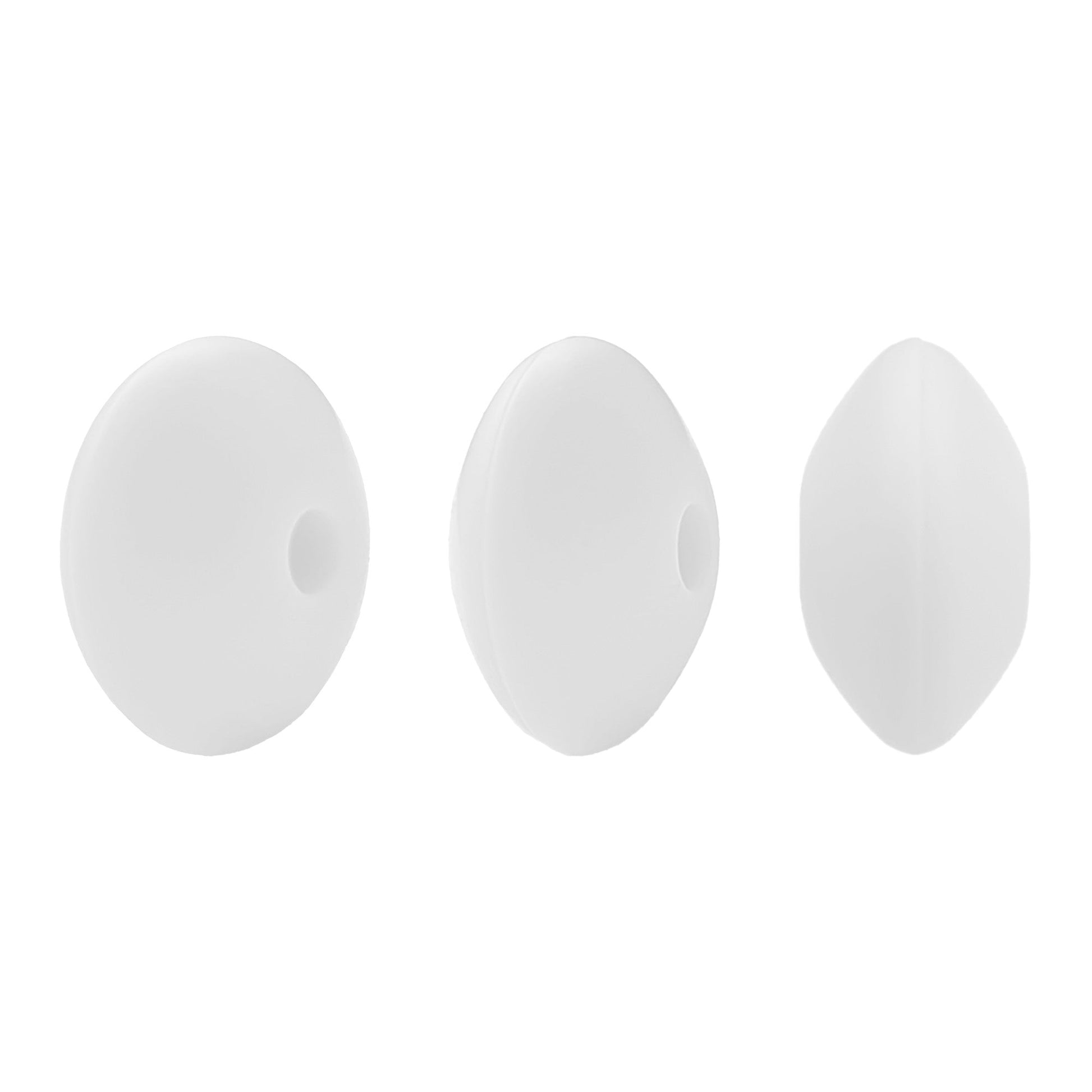 perlina schiacciata separatore 12x7mm in silicone alimentare bianco
