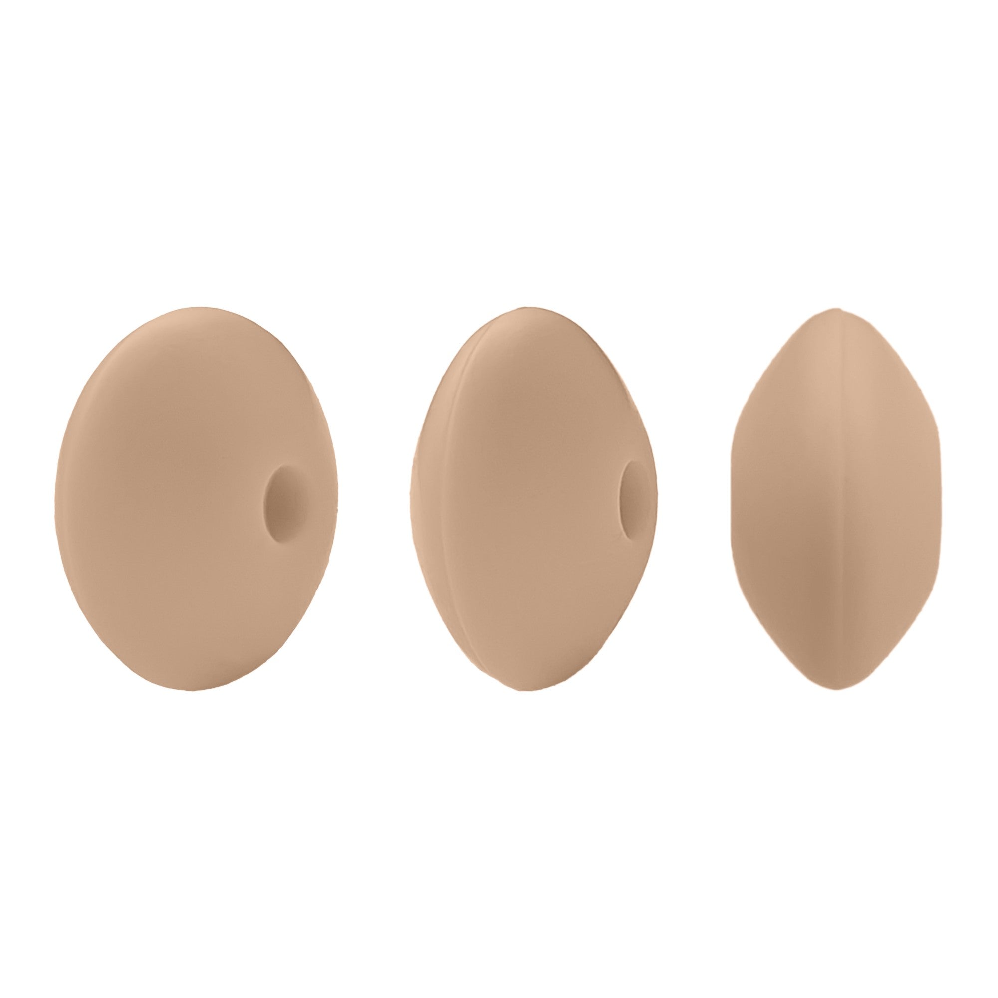 perlina schiacciata separatore 12x7mm in silicone alimentare cammello marrone