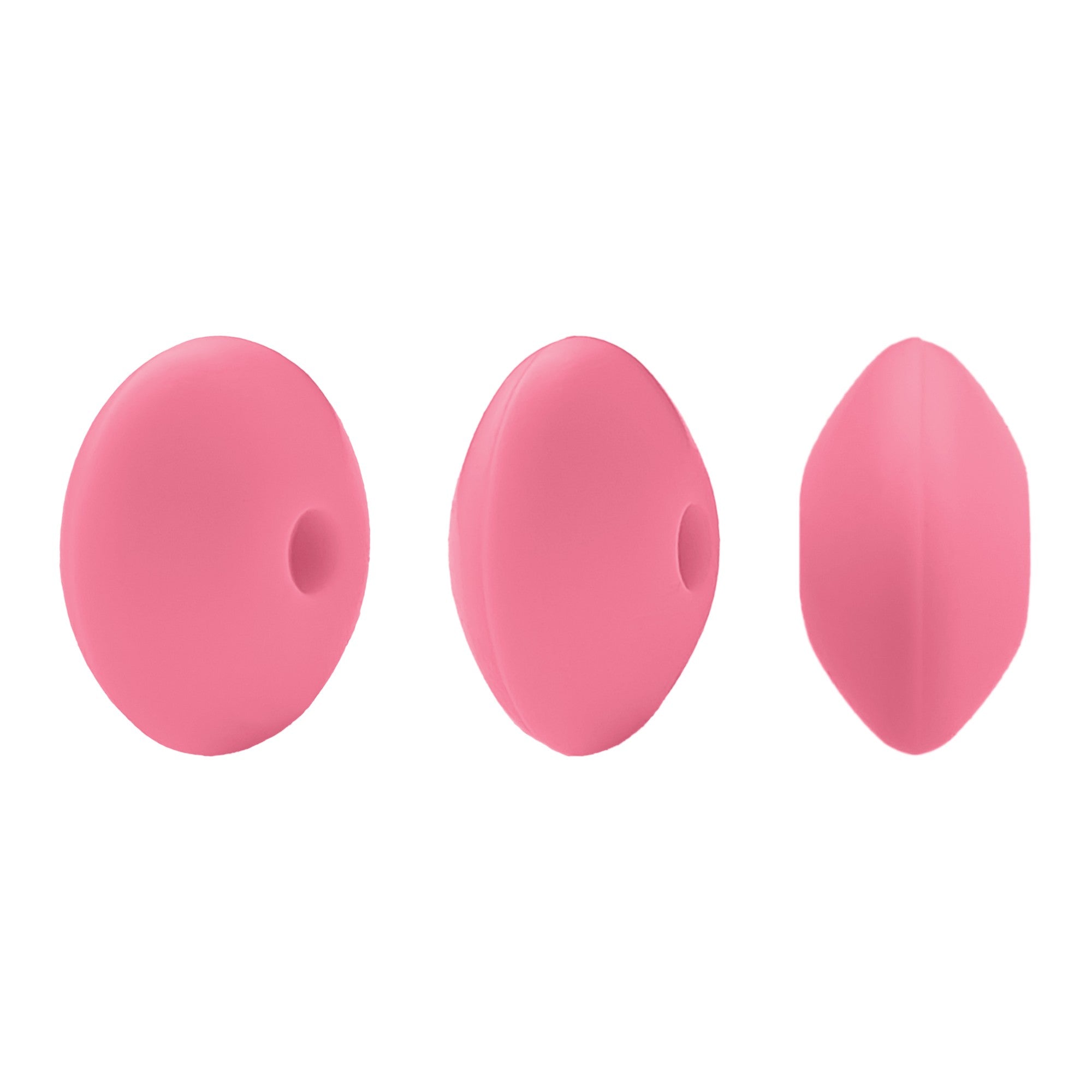 perlina schiacciata separatore 12x7mm in silicone alimentare rosa