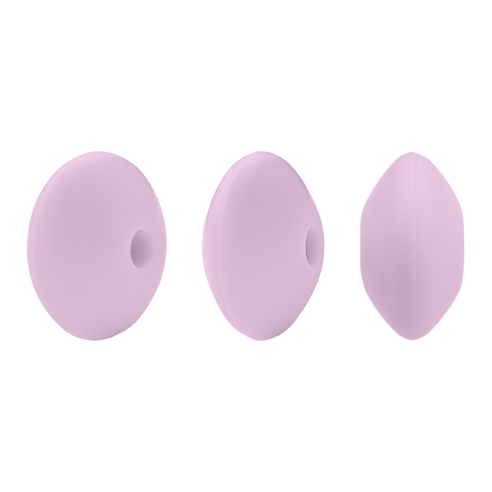 perlina schiacciata separatore 12x7mm in silicone alimentare rosa lilla