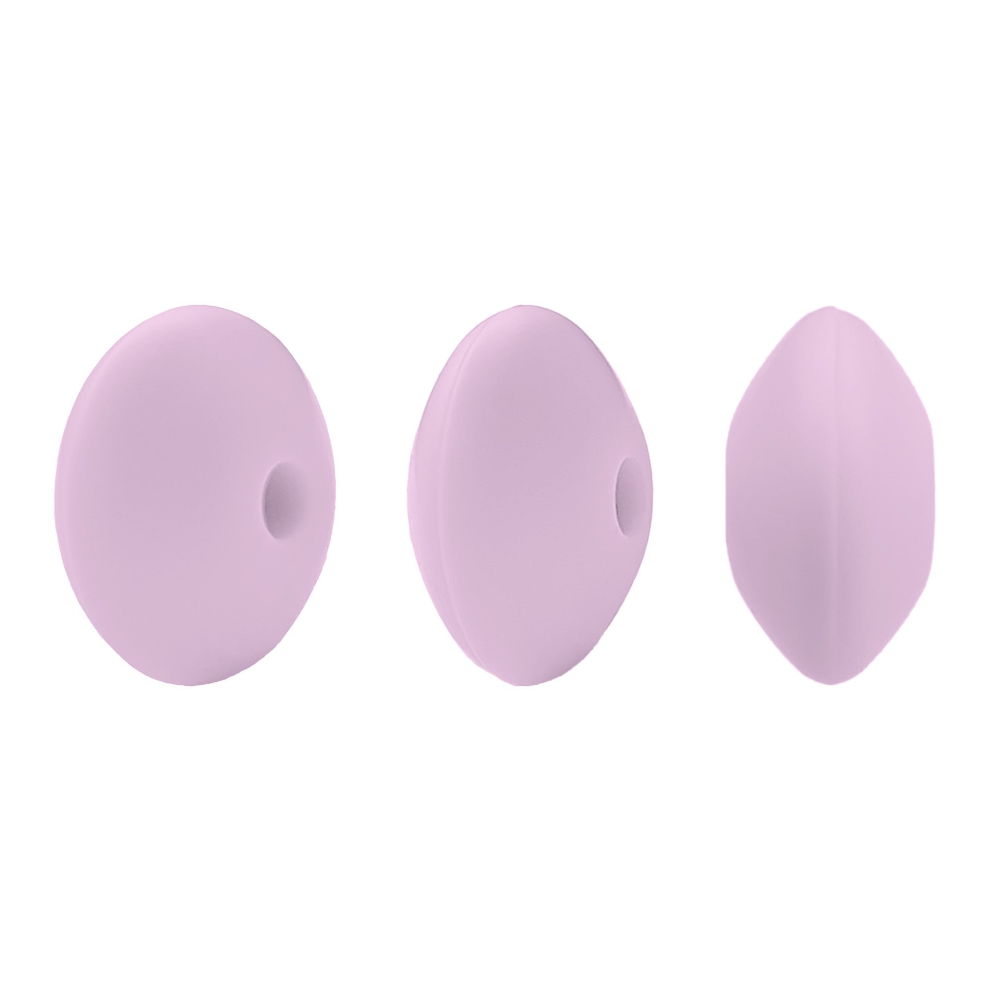 perlina schiacciata separatore 12x7mm in silicone alimentare rosa lilla