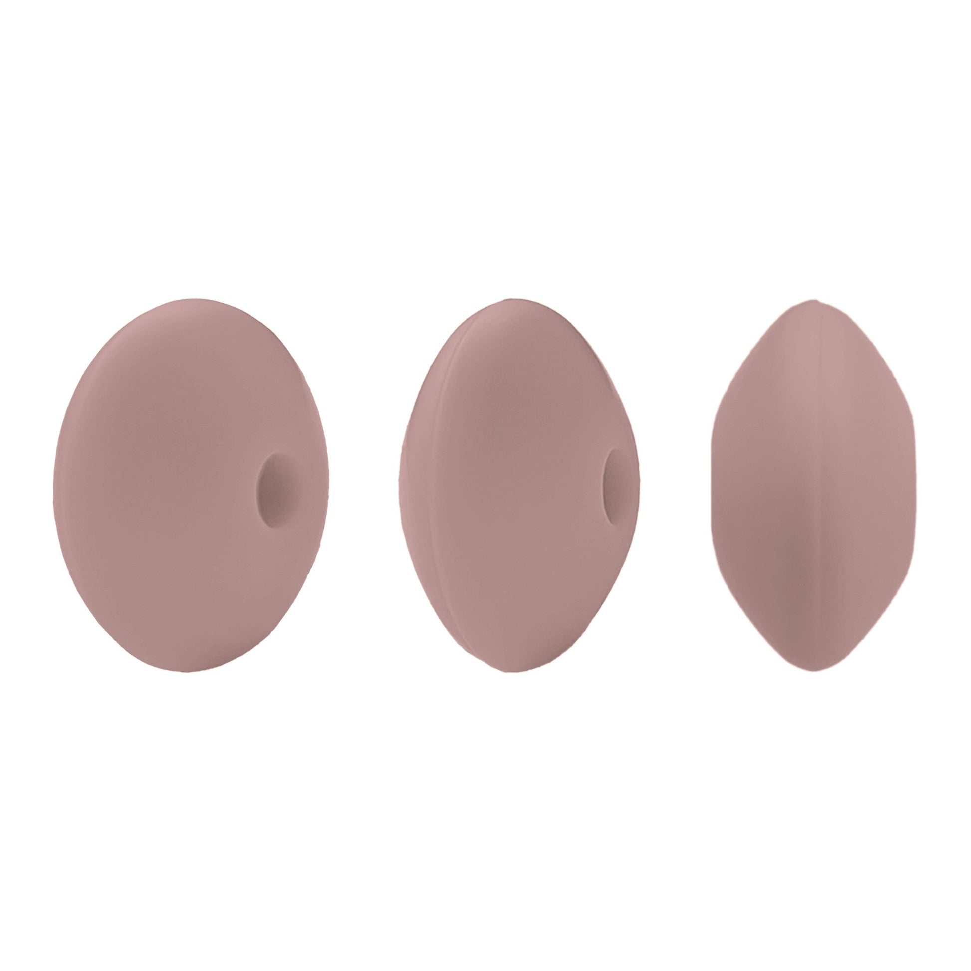 perlina schiacciata separatore 12x7mm in silicone alimentare rosa antico