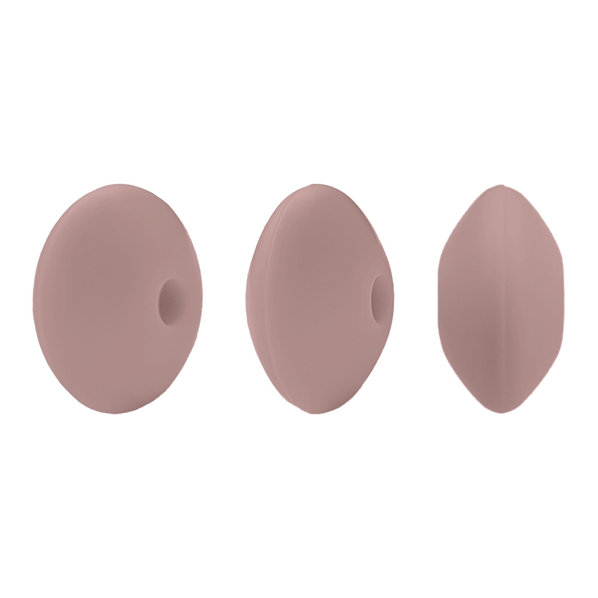 perlina schiacciata separatore 12x7mm in silicone alimentare rosa antico
