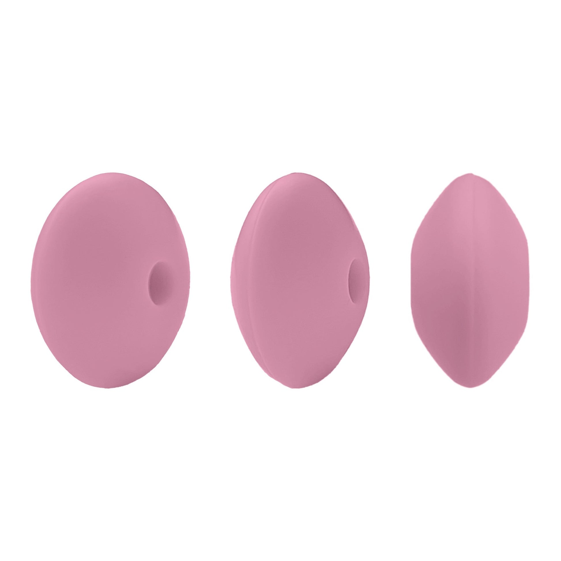 perlina schiacciata separatore 12x7mm in silicone alimentare rosa scuro