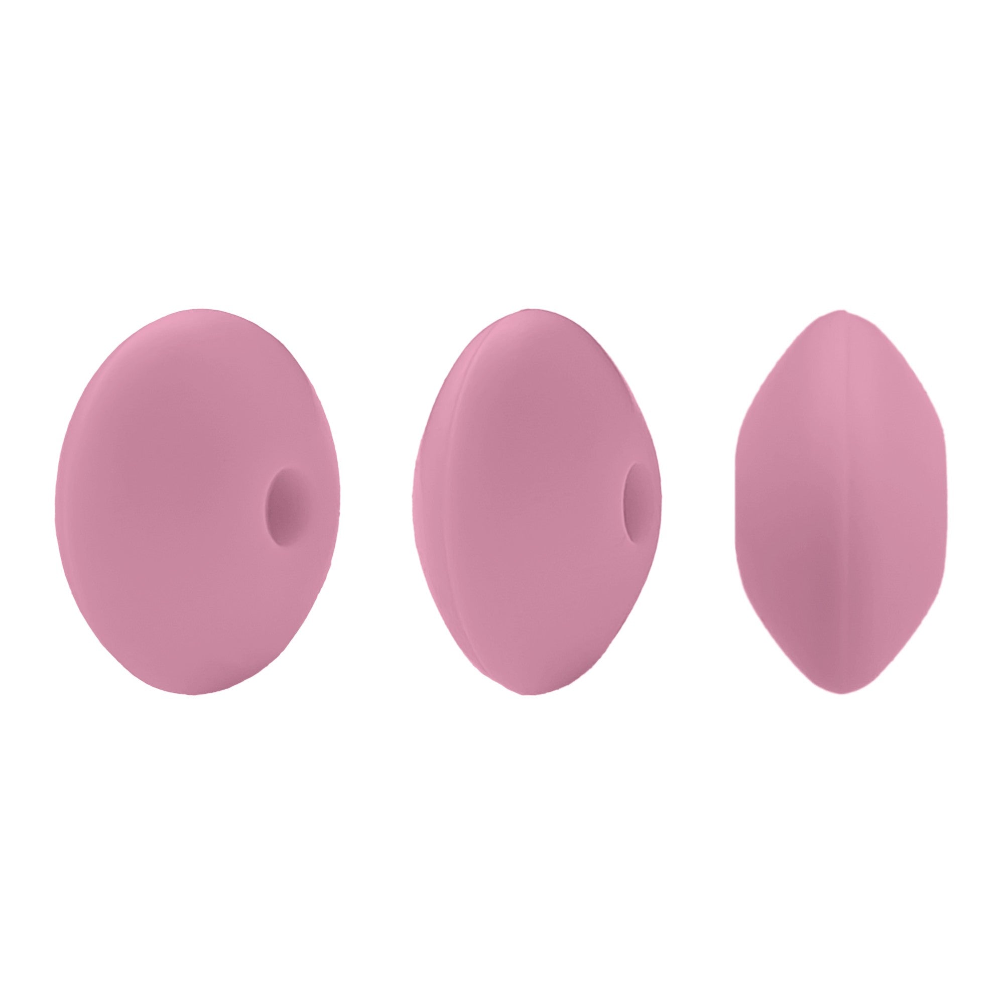 perlina schiacciata separatore 12x7mm in silicone alimentare rosa scuro