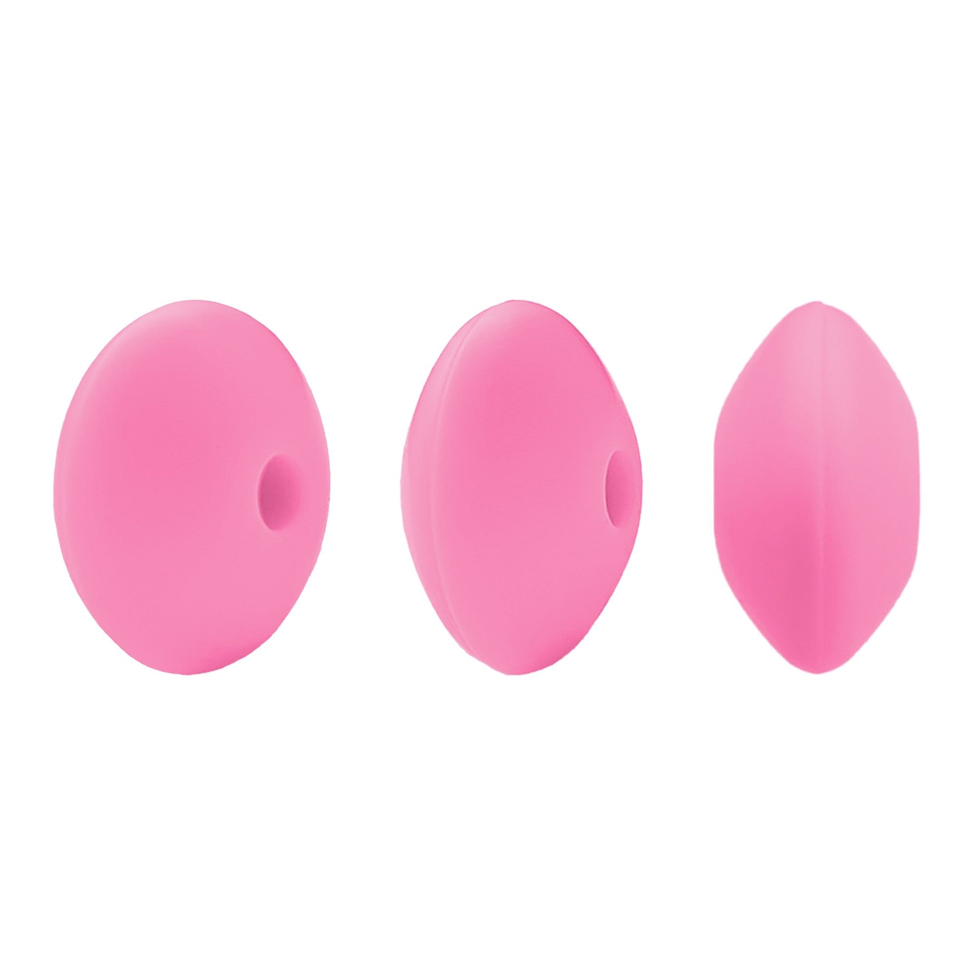 perlina schiacciata separatore 12x7mm in silicone alimentare rosa fluo