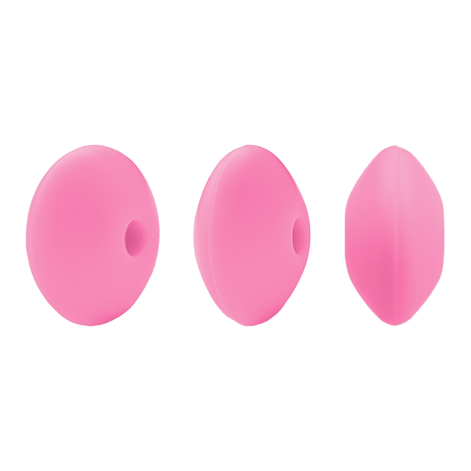 perlina schiacciata separatore 12x7mm in silicone alimentare rosa fluo