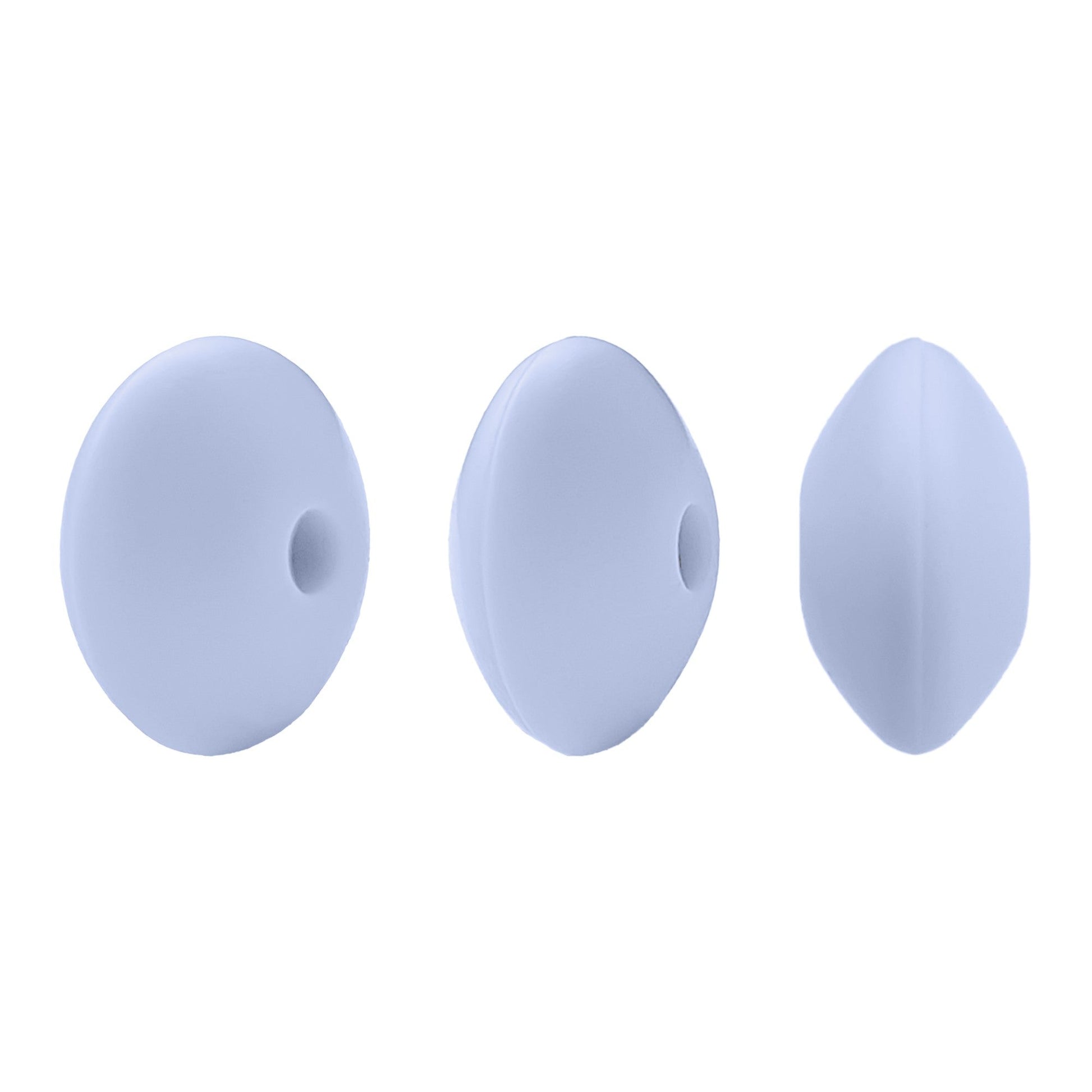 perlina schiacciata separatore 12x7mm in silicone alimentare azzurro baby