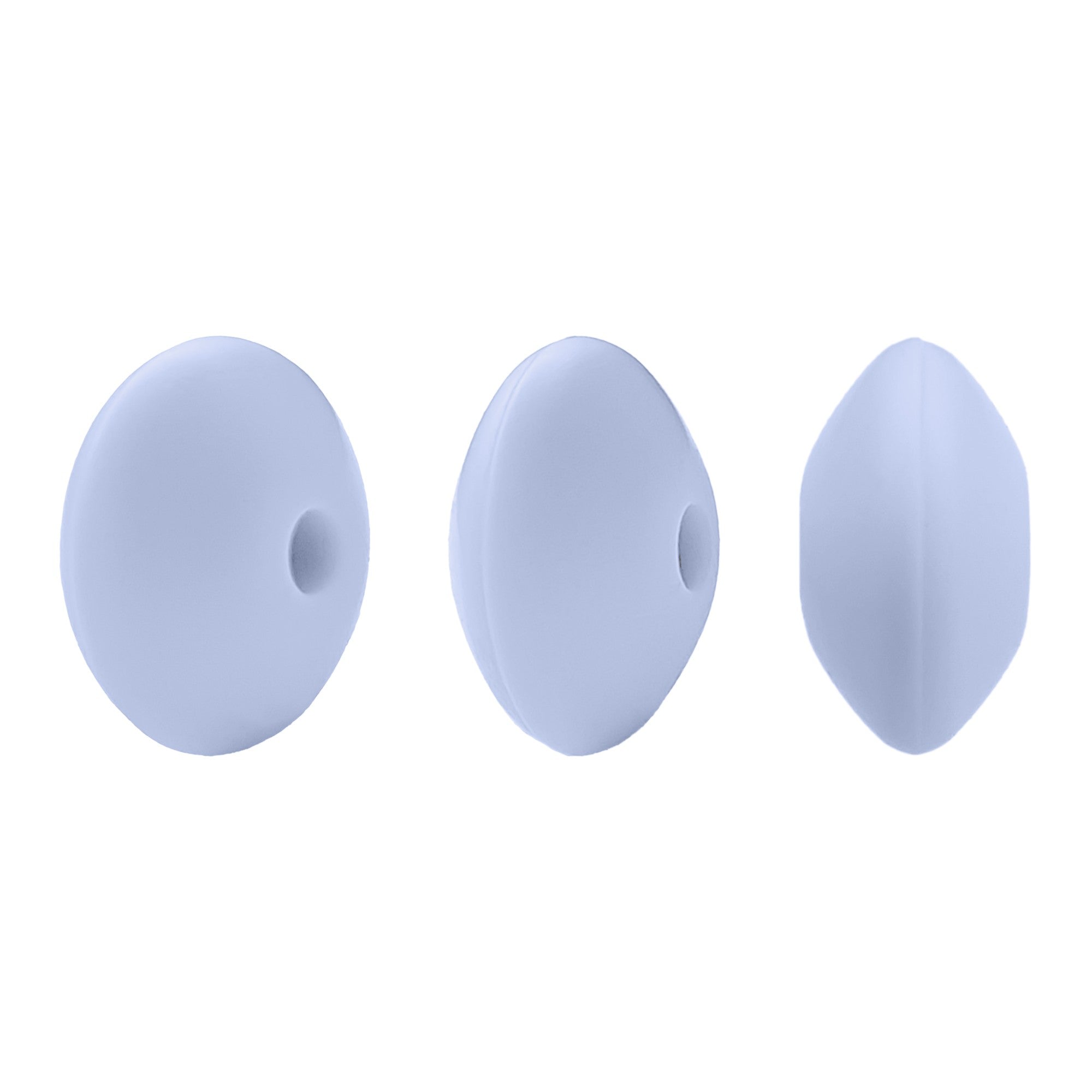 perlina schiacciata separatore 12x7mm in silicone alimentare azzurro baby