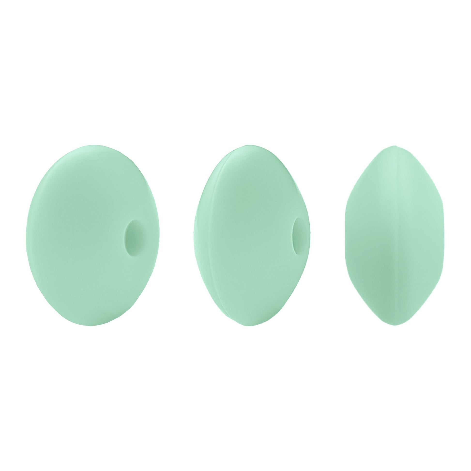 perlina schiacciata separatore 12x7mm in silicone alimentare verde tiffany