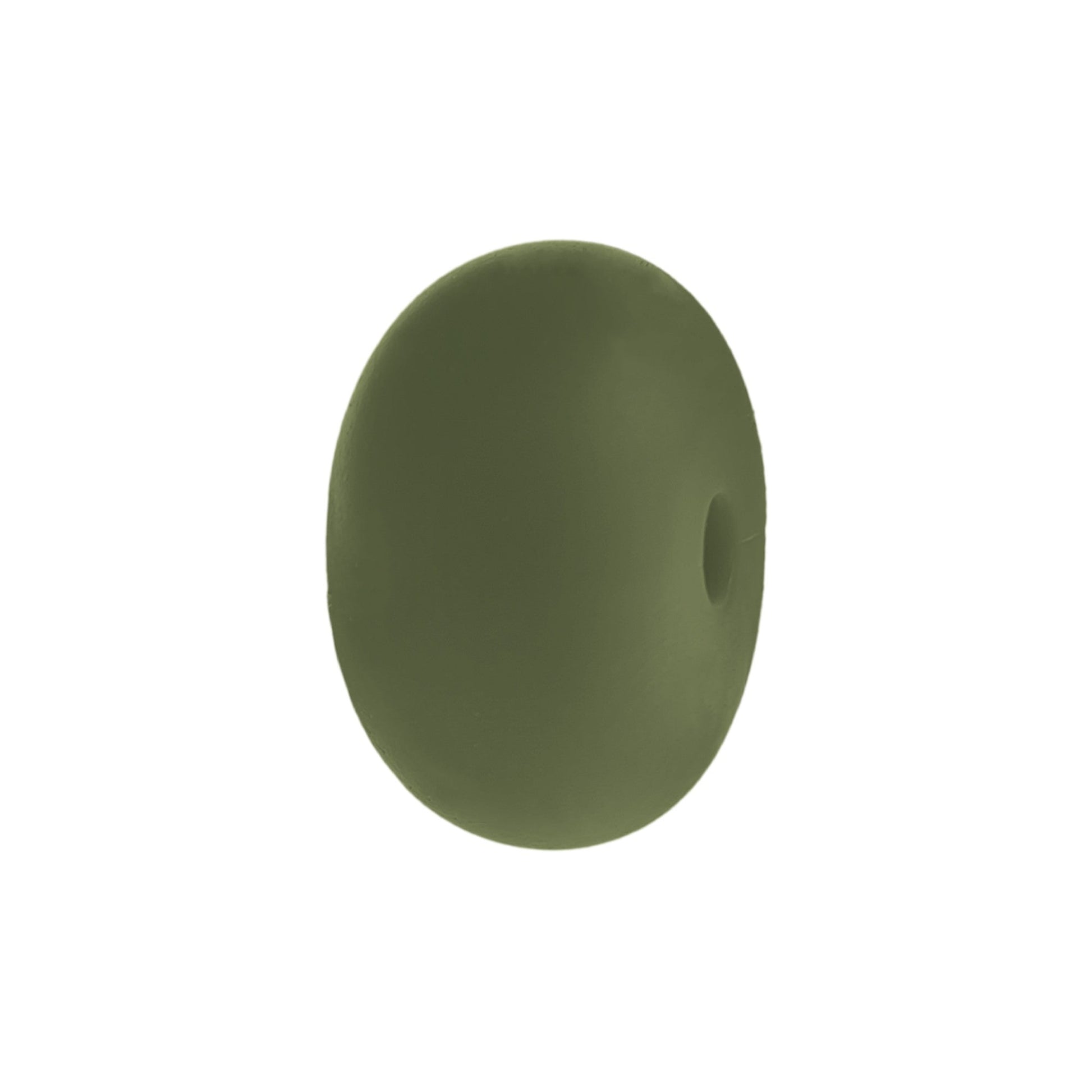 perlina schiacciata separatore 14x8mm in silicone alimentare verde militare