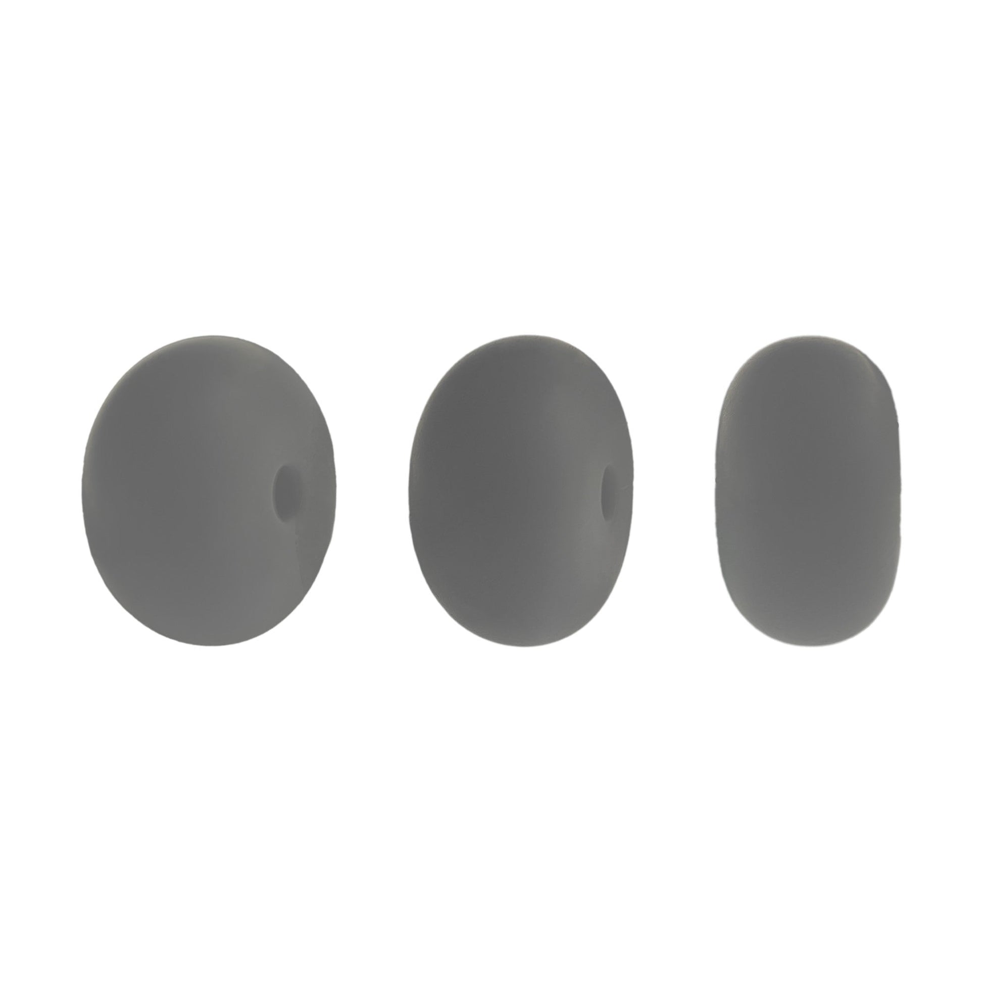 perlina schiacciata separatore 14x8mm in silicone alimentare grigio scuro