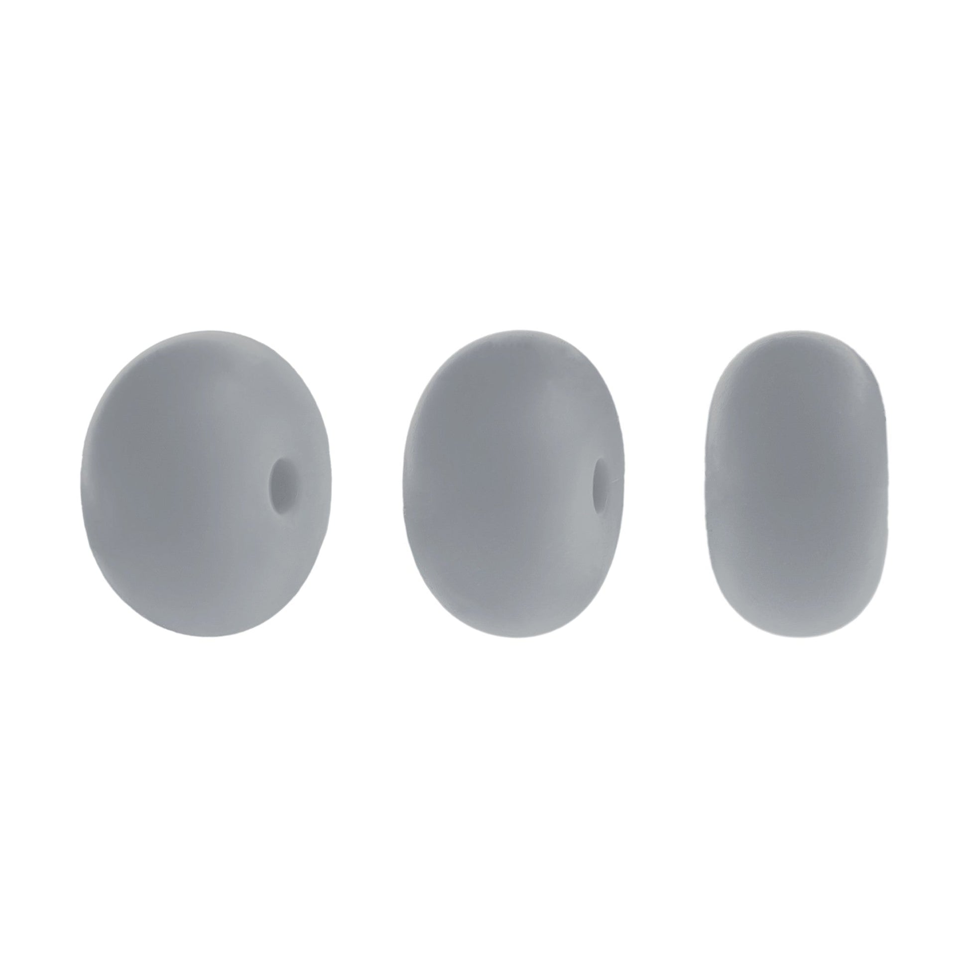 perlina schiacciata separatore 14x8mm in silicone alimentare grigio medio
