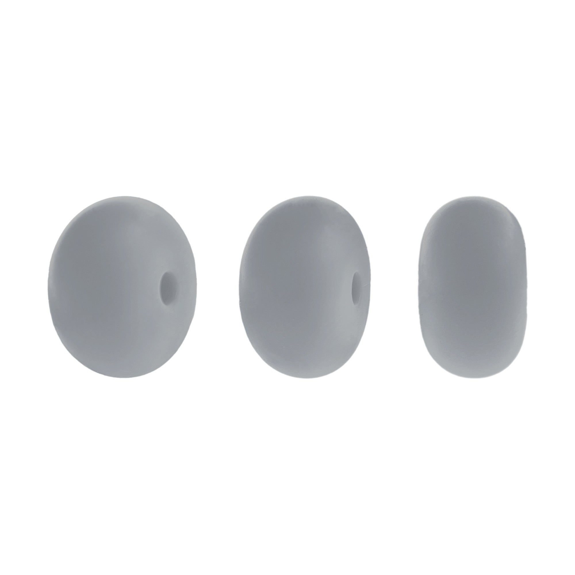 perlina schiacciata separatore 14x8mm in silicone alimentare grigio medio
