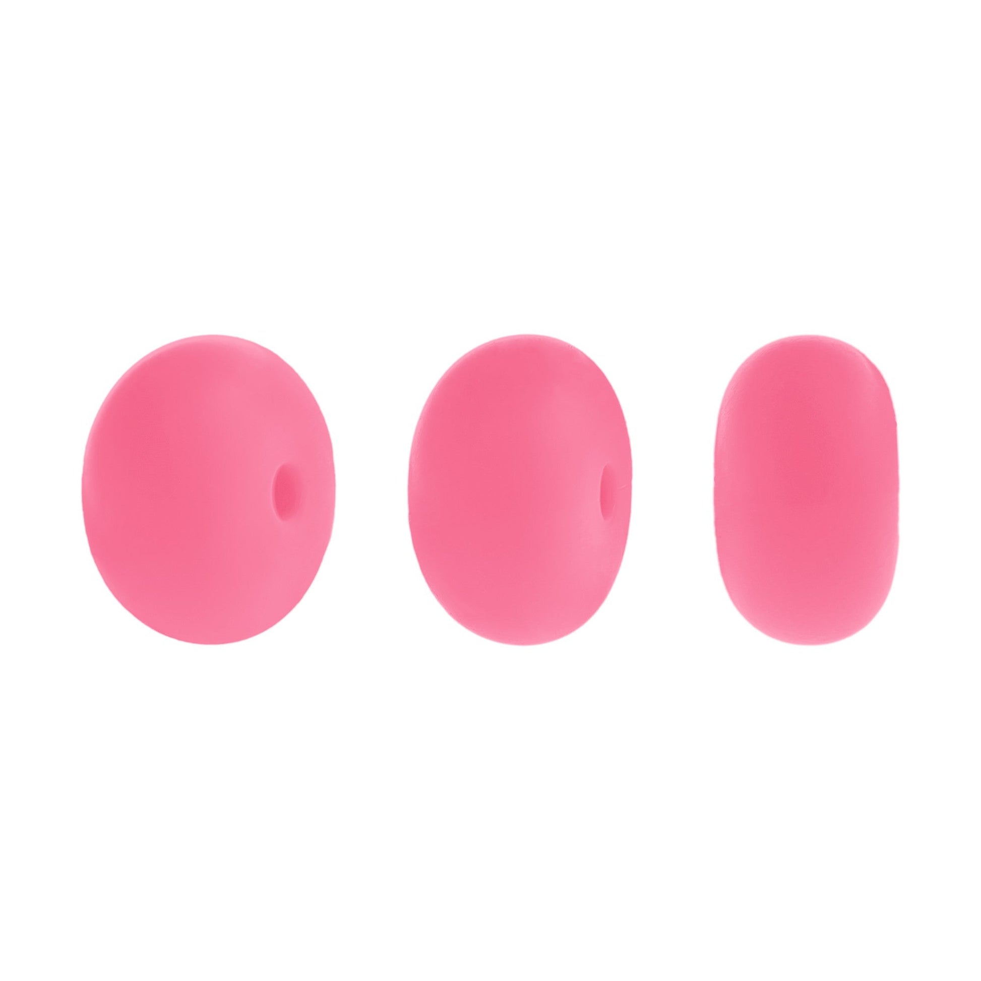 perlina schiacciata separatore 14x8mm in silicone alimentare rosa forte