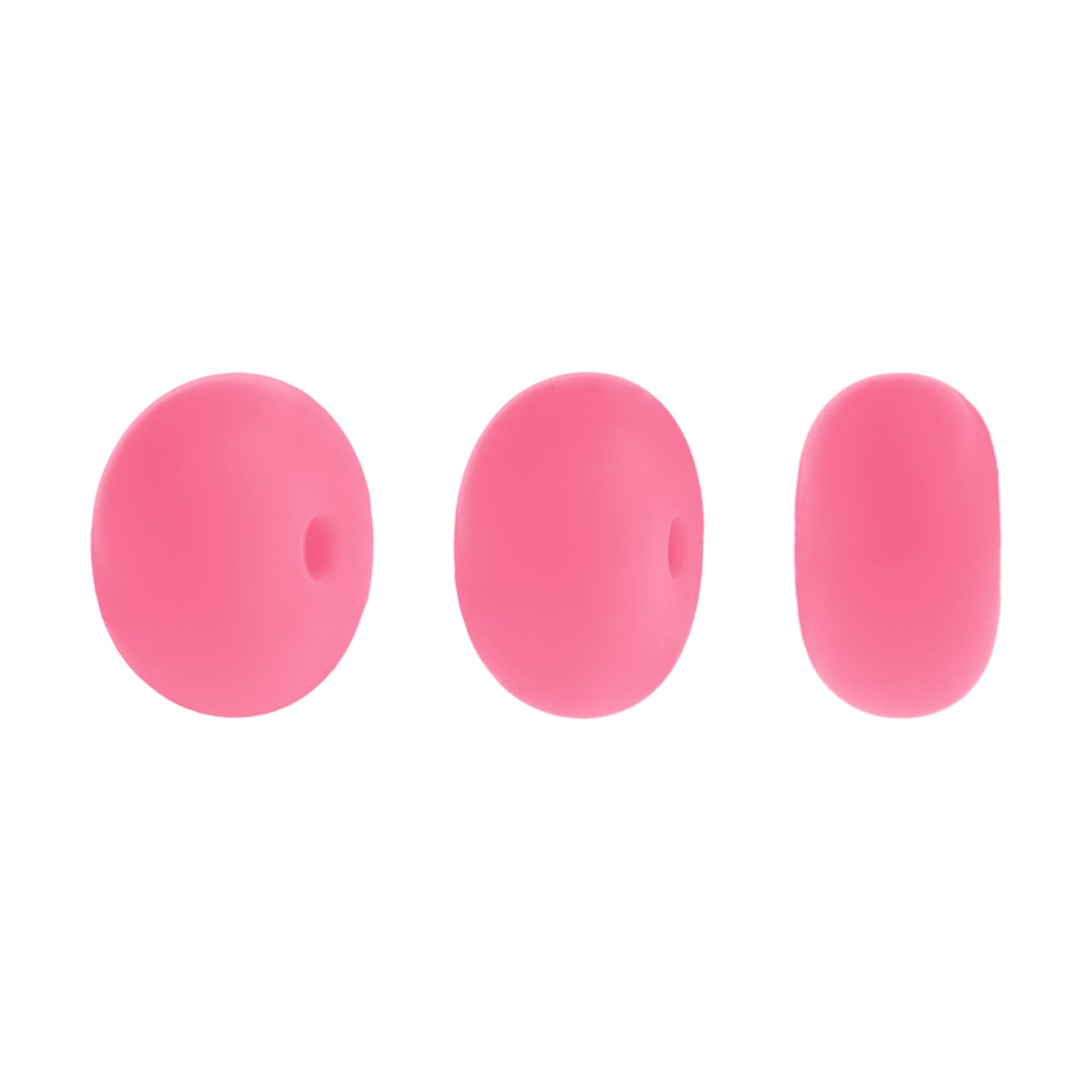 perlina schiacciata separatore 14x8mm in silicone alimentare rosa forte