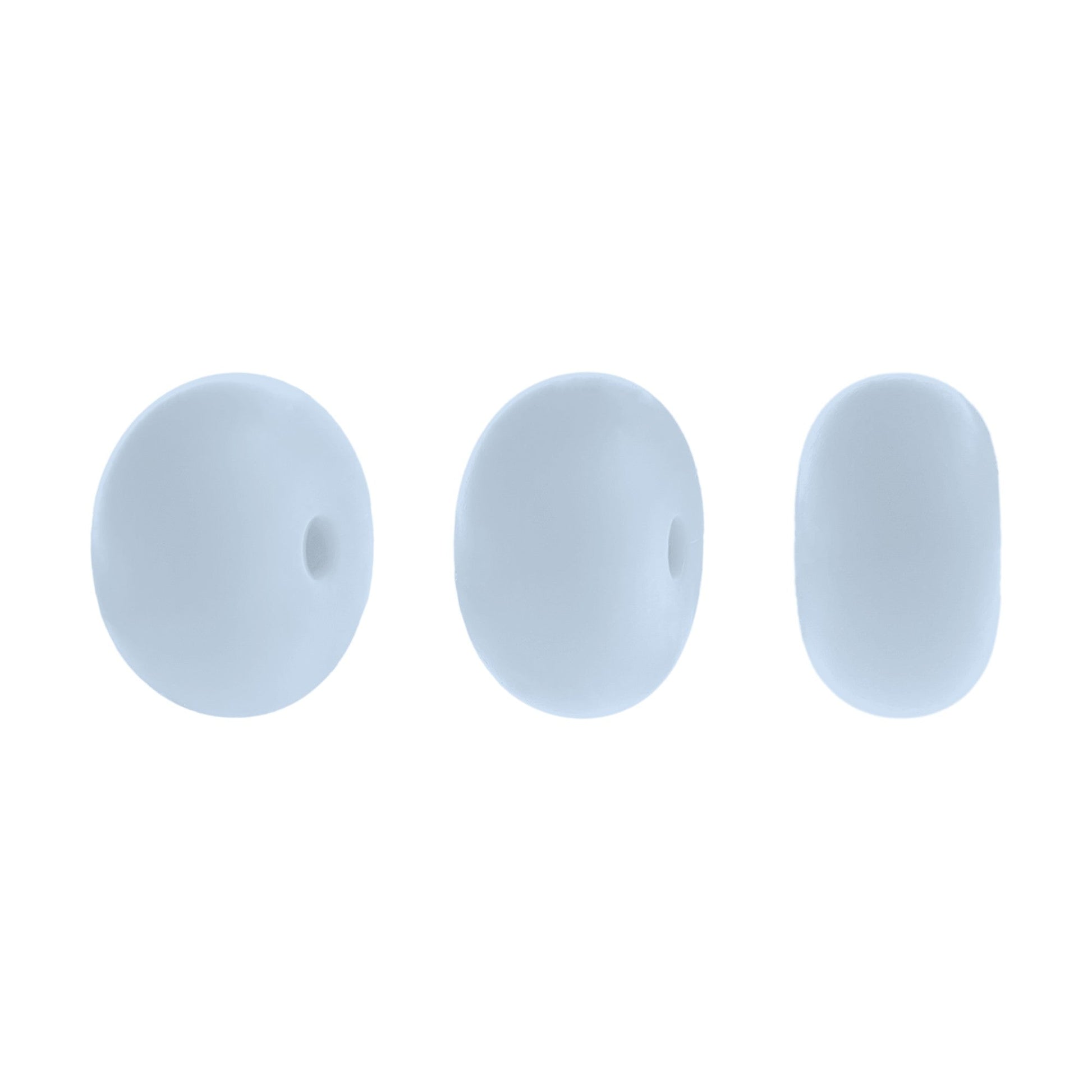 perlina schiacciata separatore 14x8mm in silicone alimentare azzurro baby