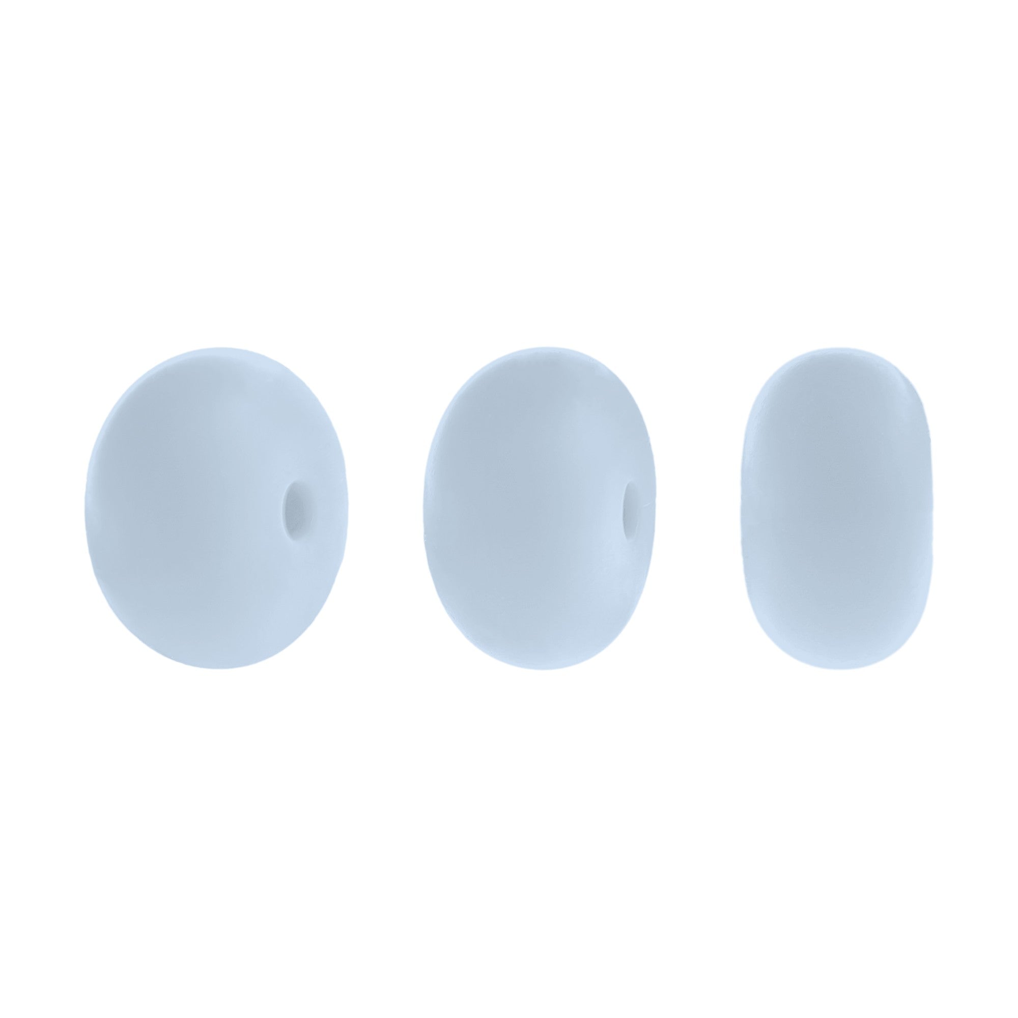 perlina schiacciata separatore 14x8mm in silicone alimentare azzurro baby