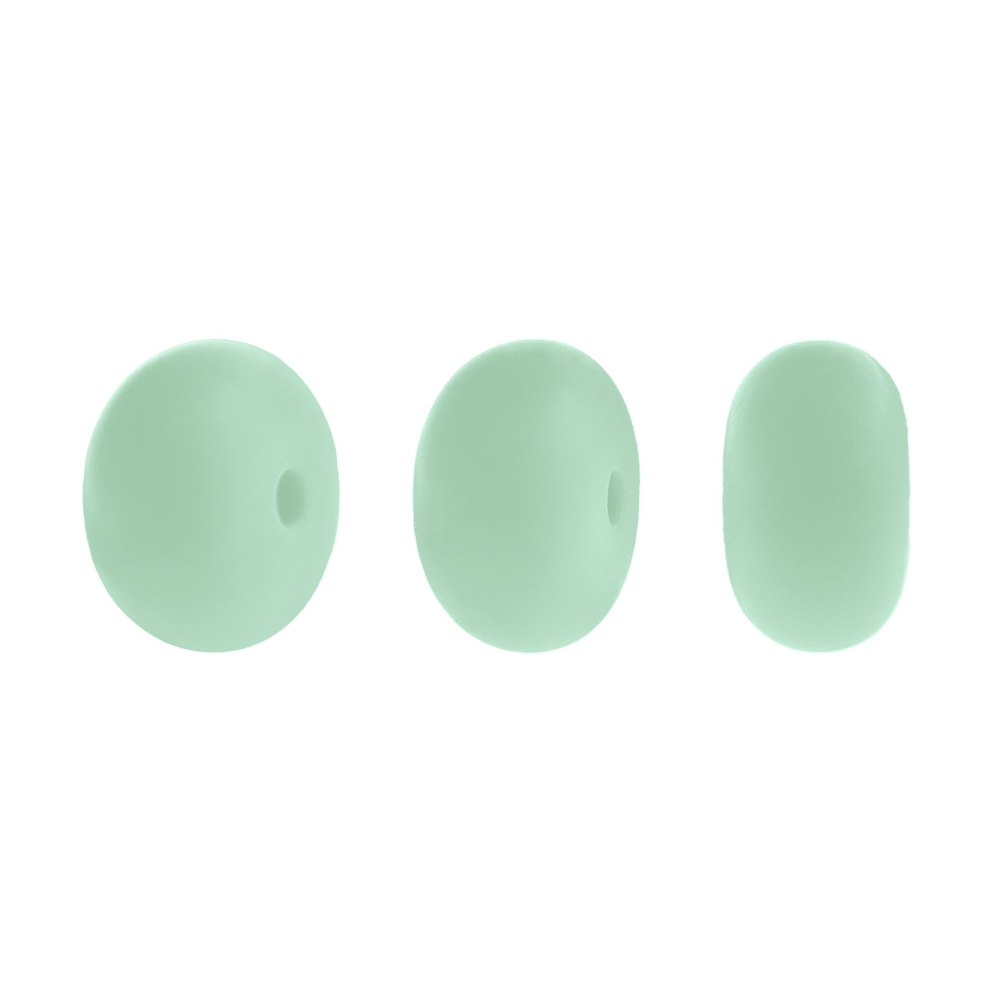 perlina schiacciata separatore 14x8mm in silicone alimentare verde tiffany