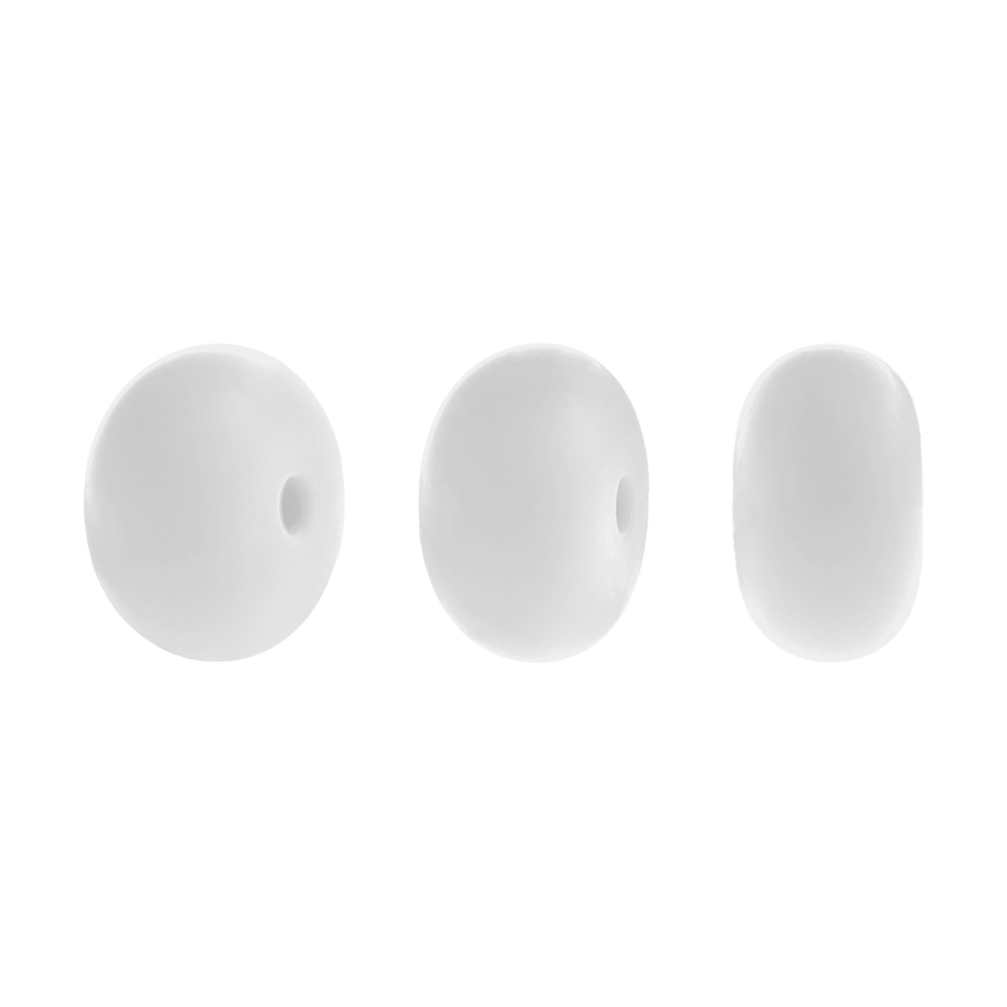 perlina schiacciata separatore 14x8mm in silicone alimentare bianco