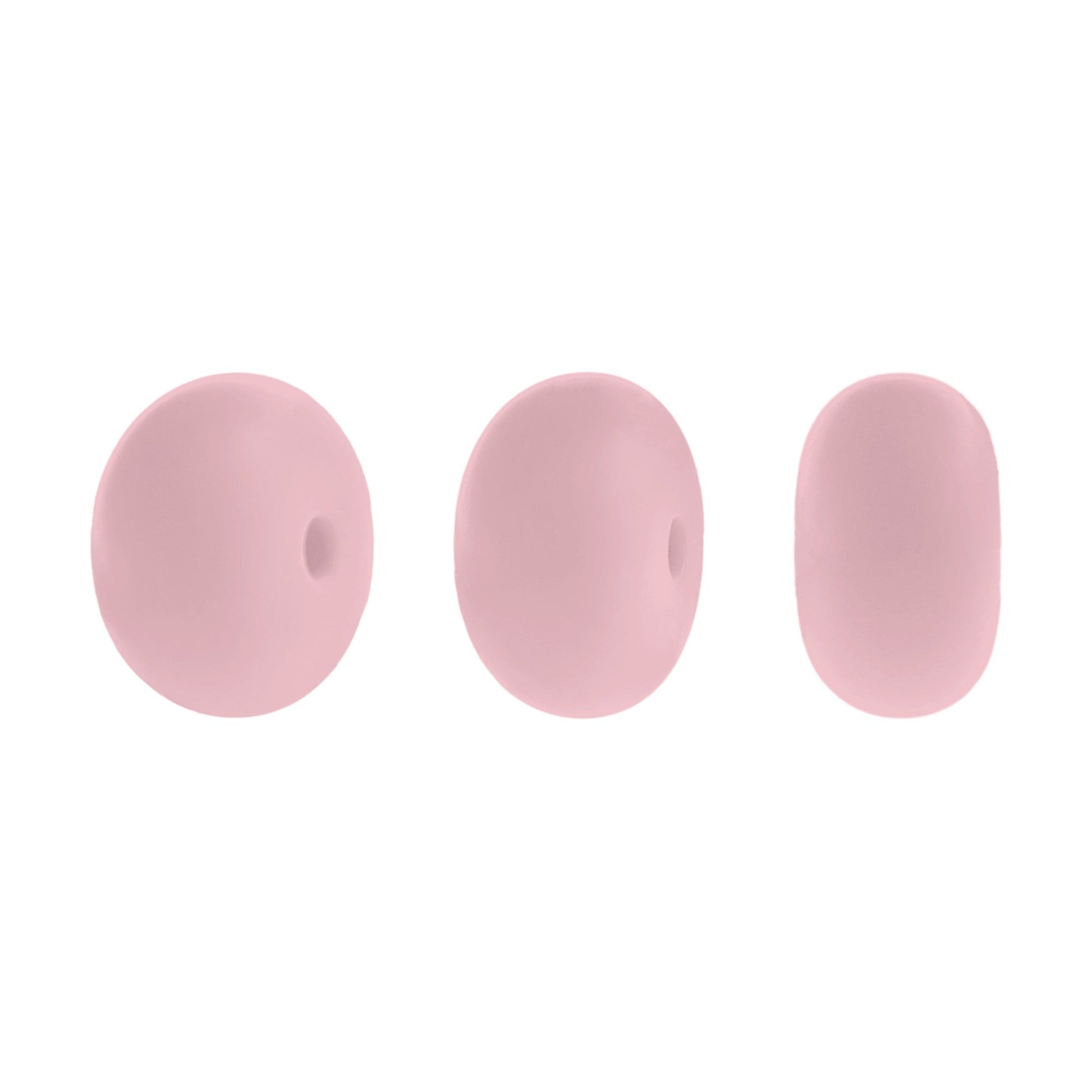 perlina schiacciata separatore 14x8mm in silicone alimentare rosa baby