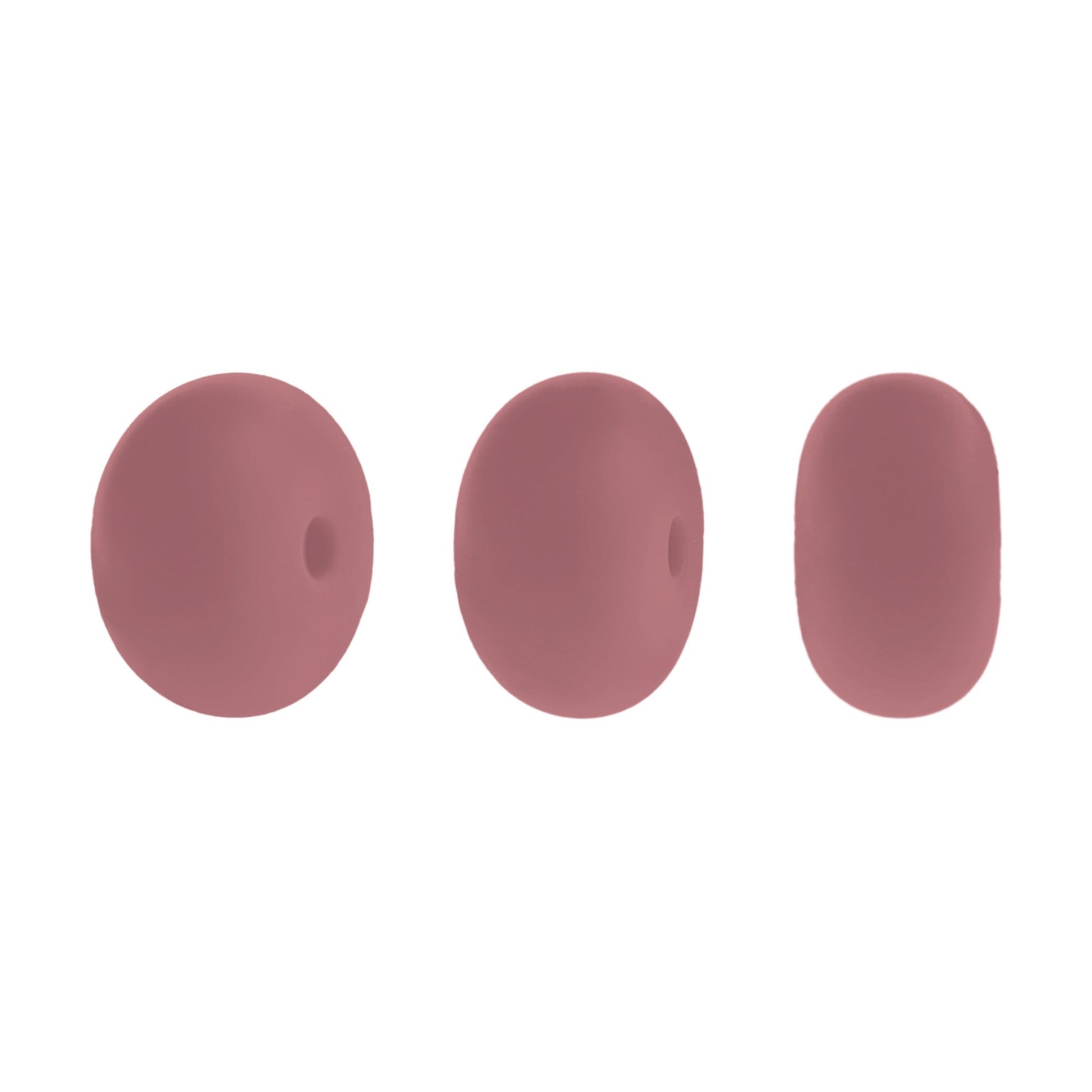 perlina schiacciata separatore 14x8mm in silicone alimentare rosa antico