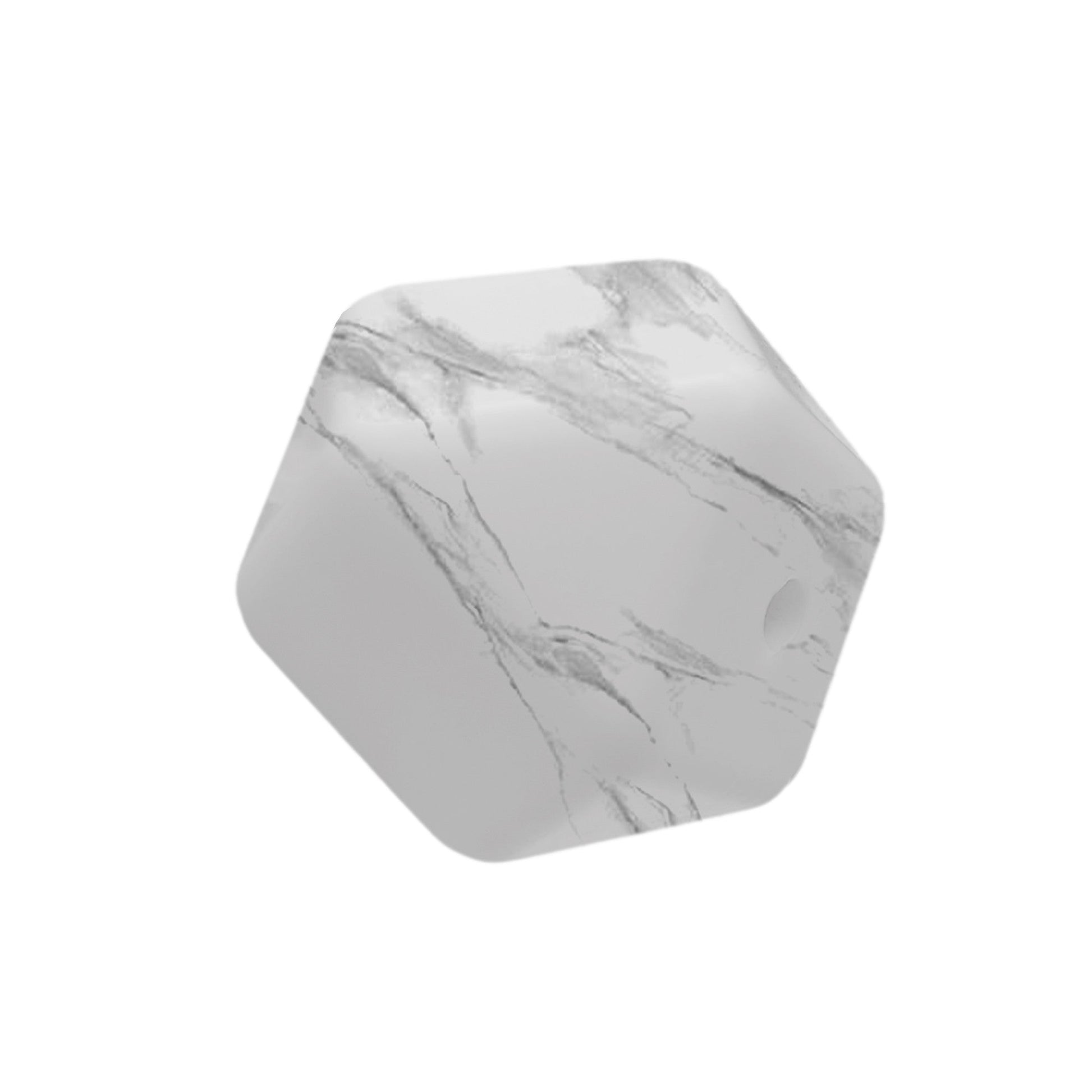 perlina sfaccettata separatore 17x17mm in silicone alimentare bianco marmo