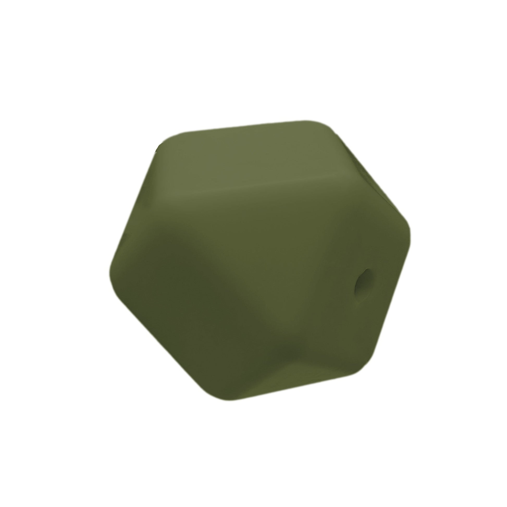 perlina sfaccettata separatore 17x17mm in silicone alimentare verde militare