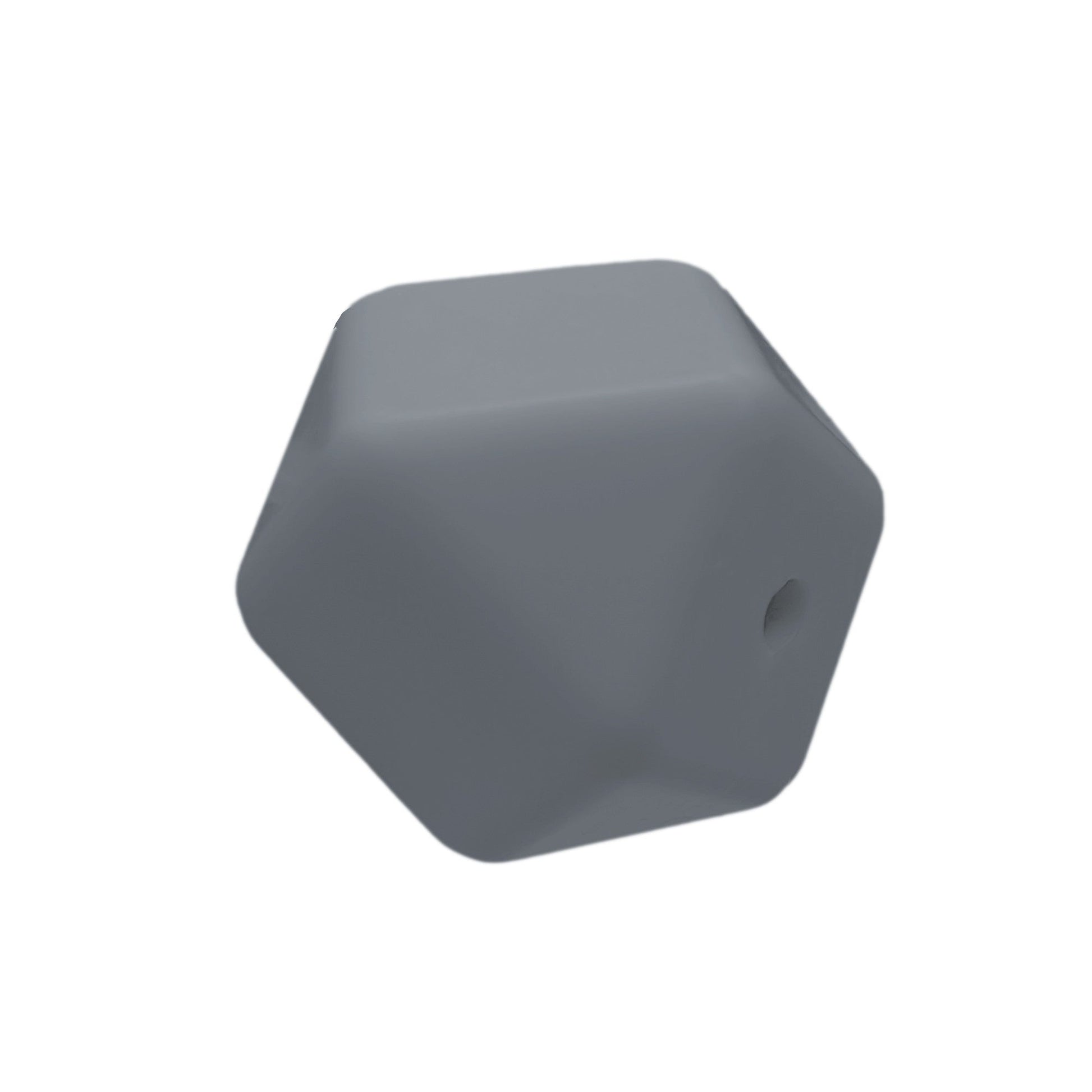 perlina sfaccettata separatore 17x17mm in silicone alimentare grigio medio
