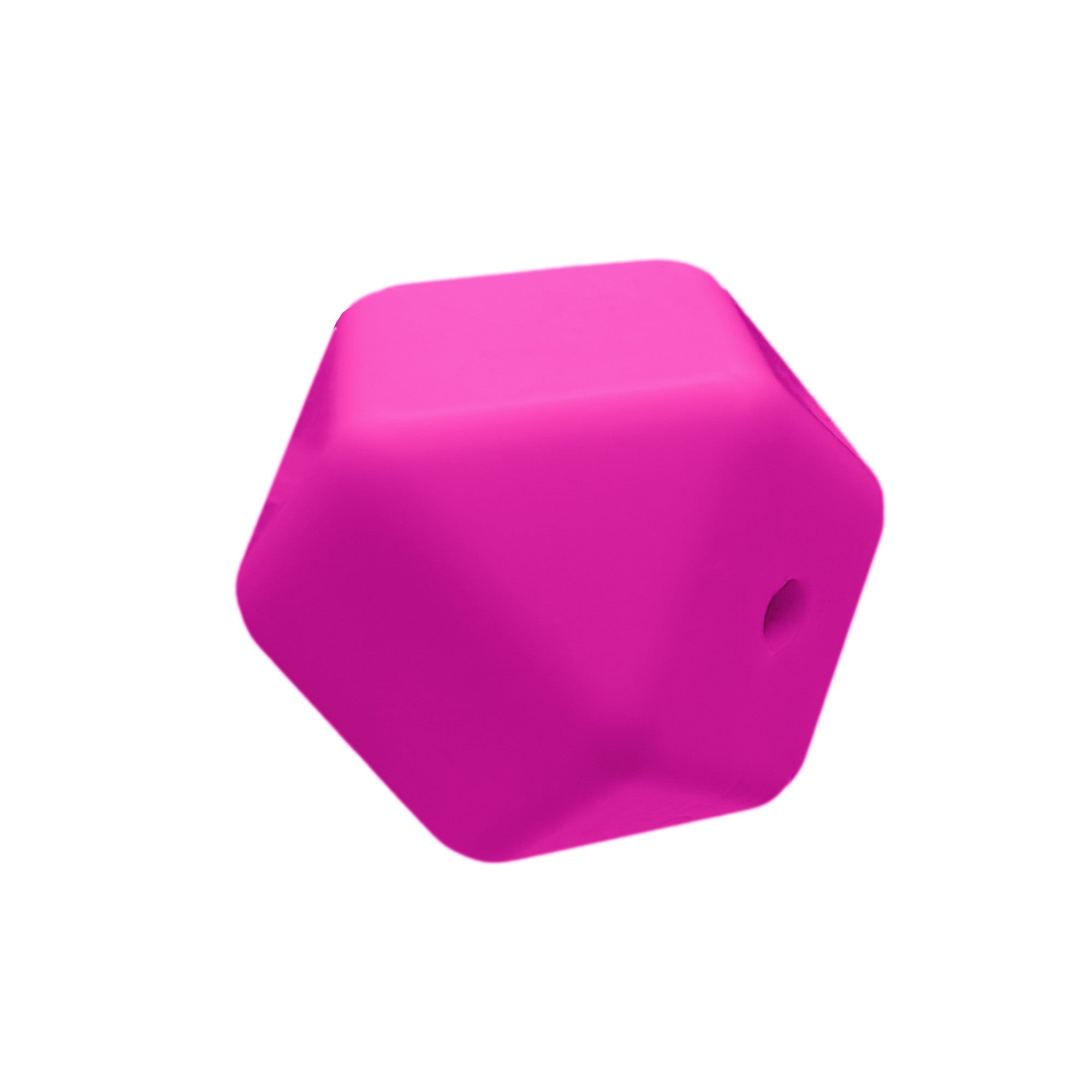 perlina sfaccettata separatore 17x17mm in silicone alimentare fuxia