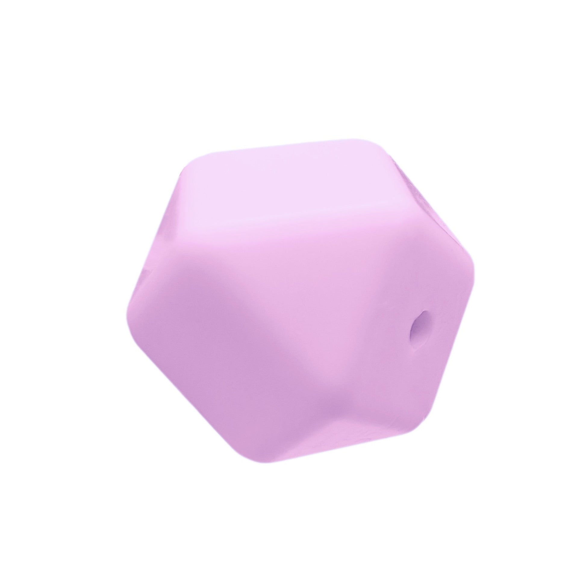 perlina sfaccettata separatore 17x17mm in silicone alimentare rosa lilla