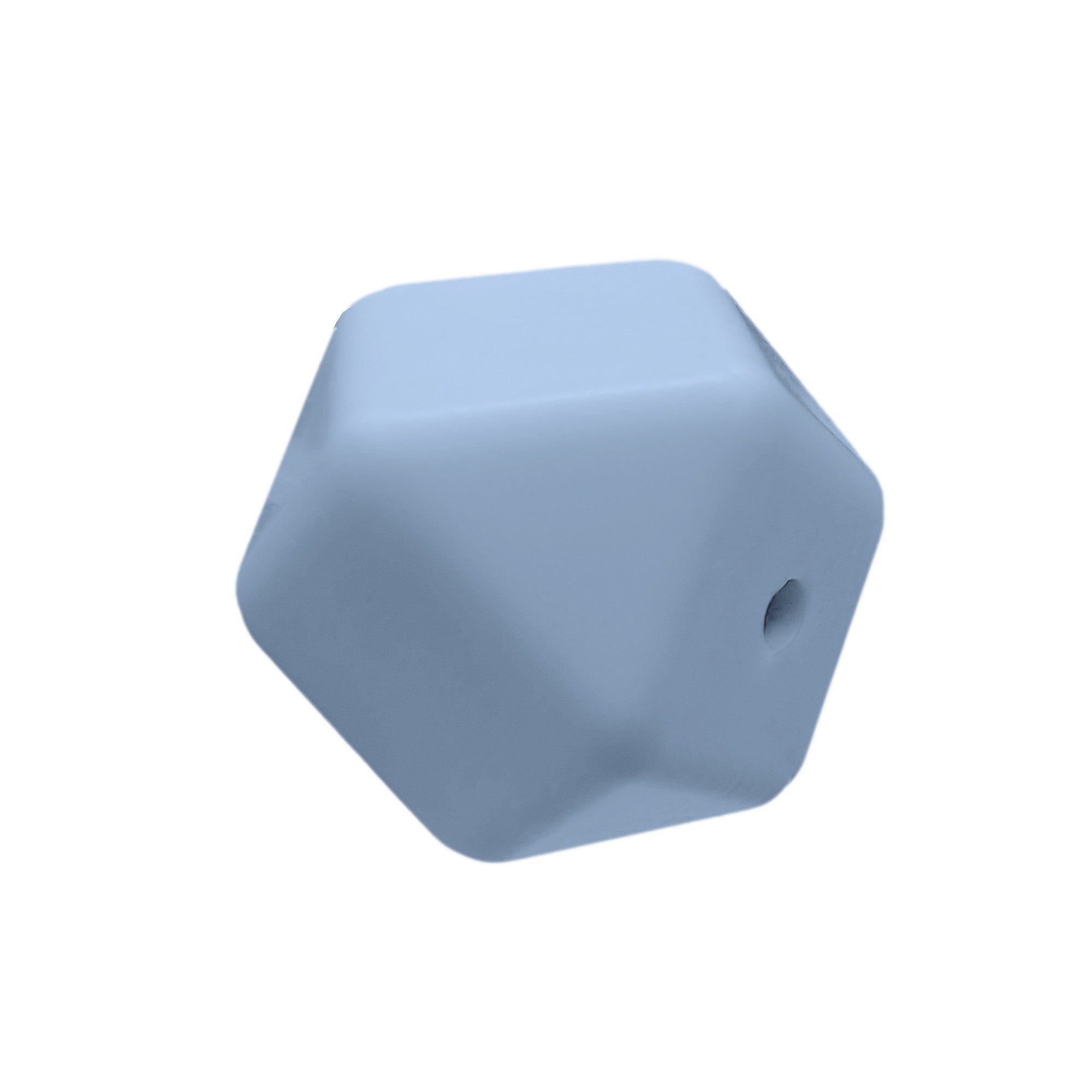 perlina sfaccettata separatore 17x17mm in silicone alimentare azzurro scuro