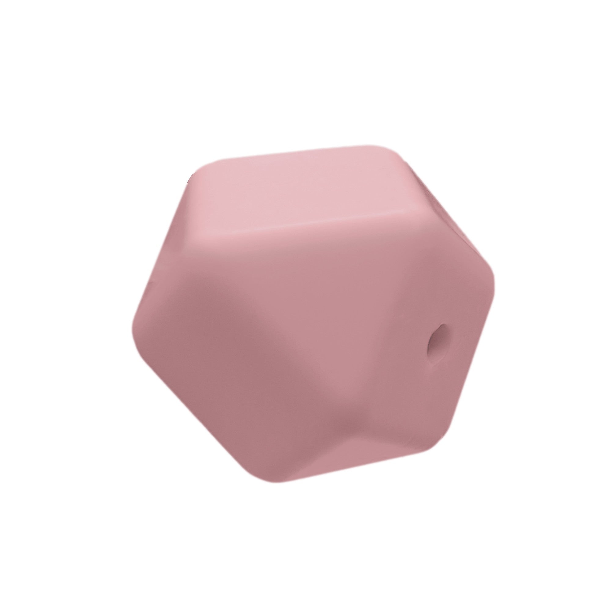 perlina sfaccettata separatore 17x17mm in silicone alimentare rosa antico chiaro